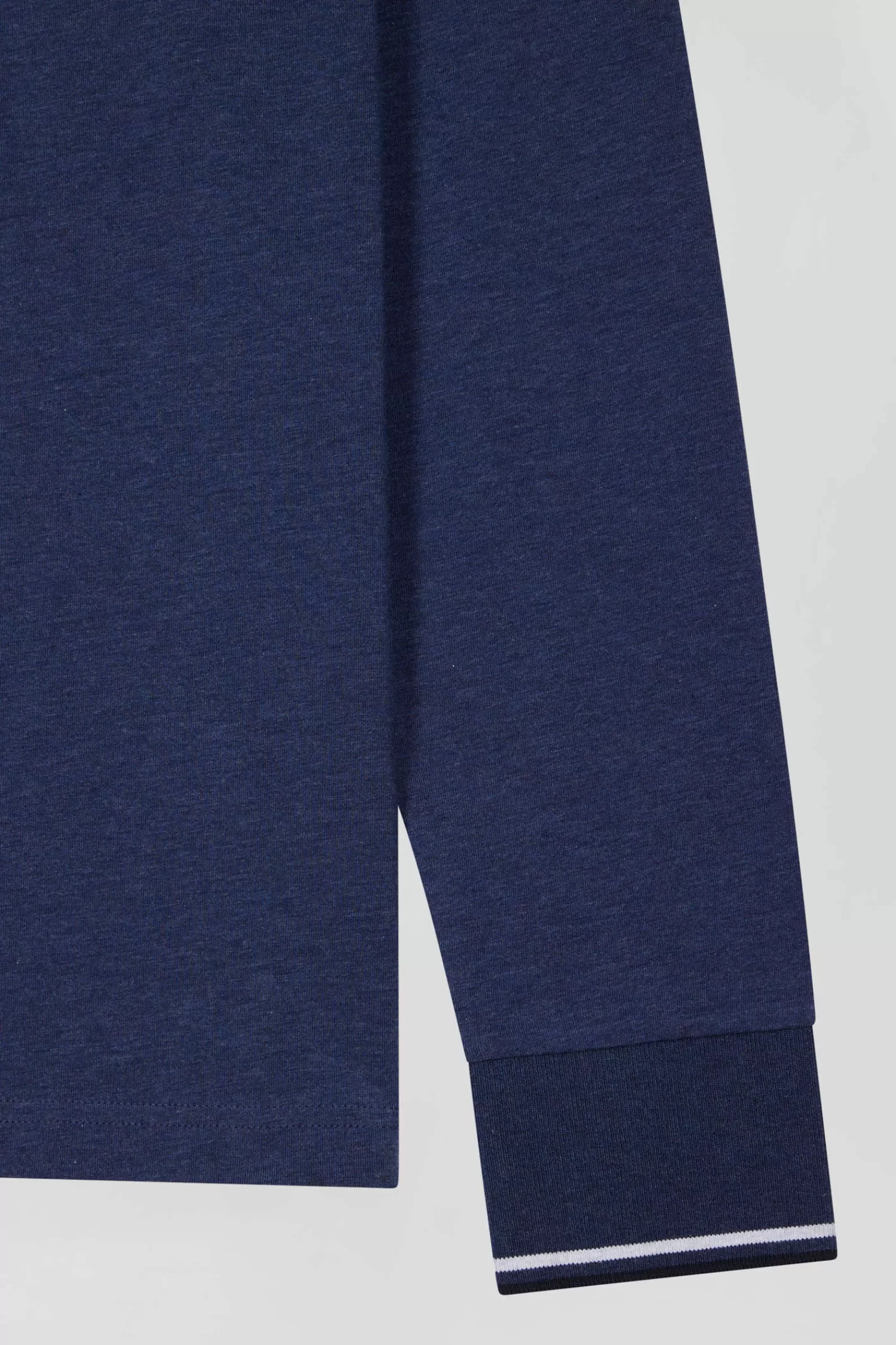 slim_dark_blue_longsleeved_stretch_cotton_polo_shirt_with_striped_finishes_7.webp Eden Park Slim dark blue long-sleeved stretch cotton polo shirt with striped finishes< Polos