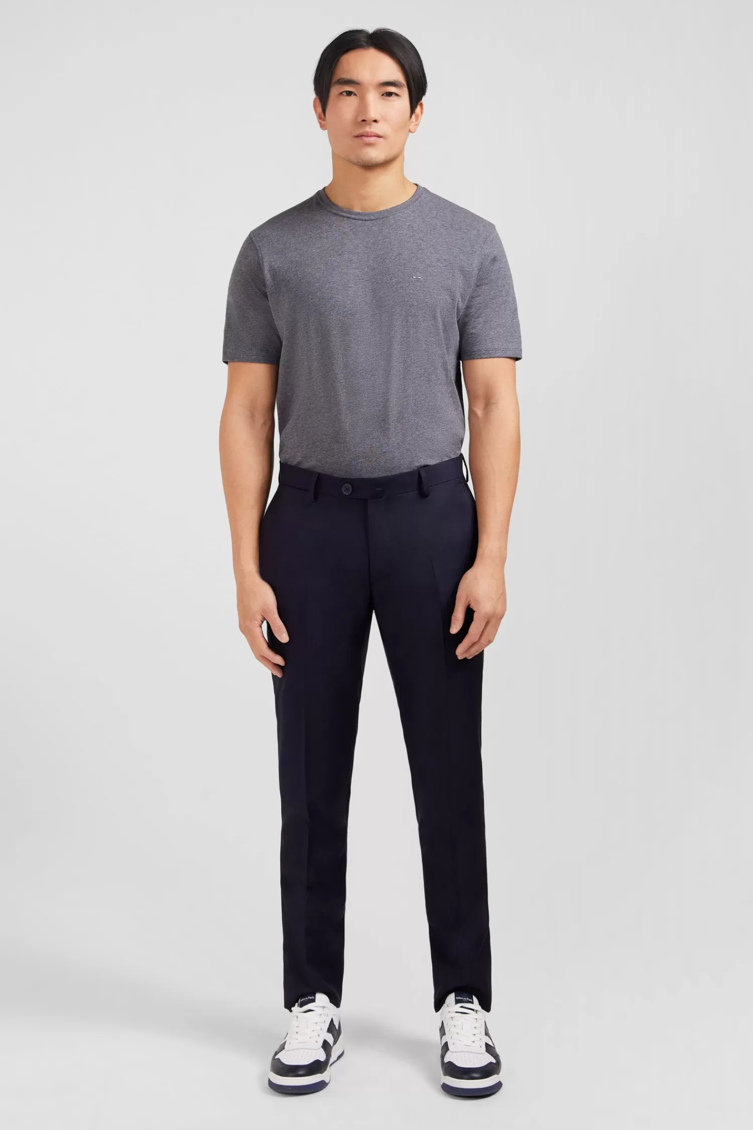 Eden Park Slim dark blue wool trousers with broken fold< Pants