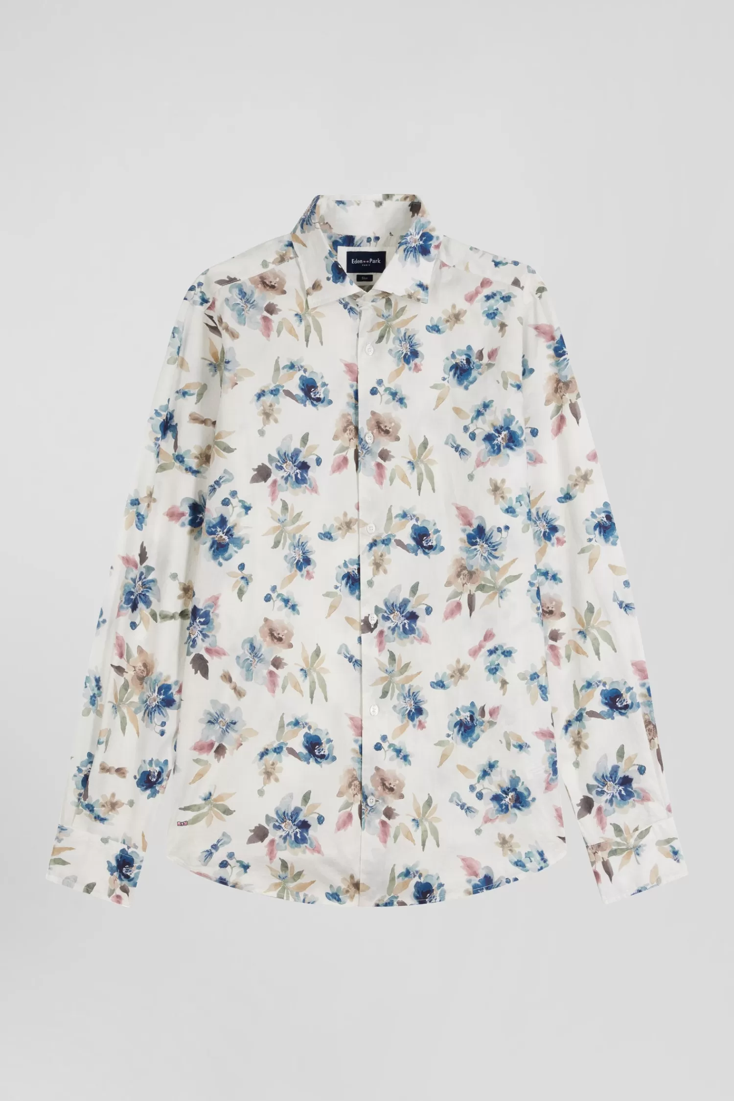 Eden Park Slim ecru floral print cotton shirt< Shirts