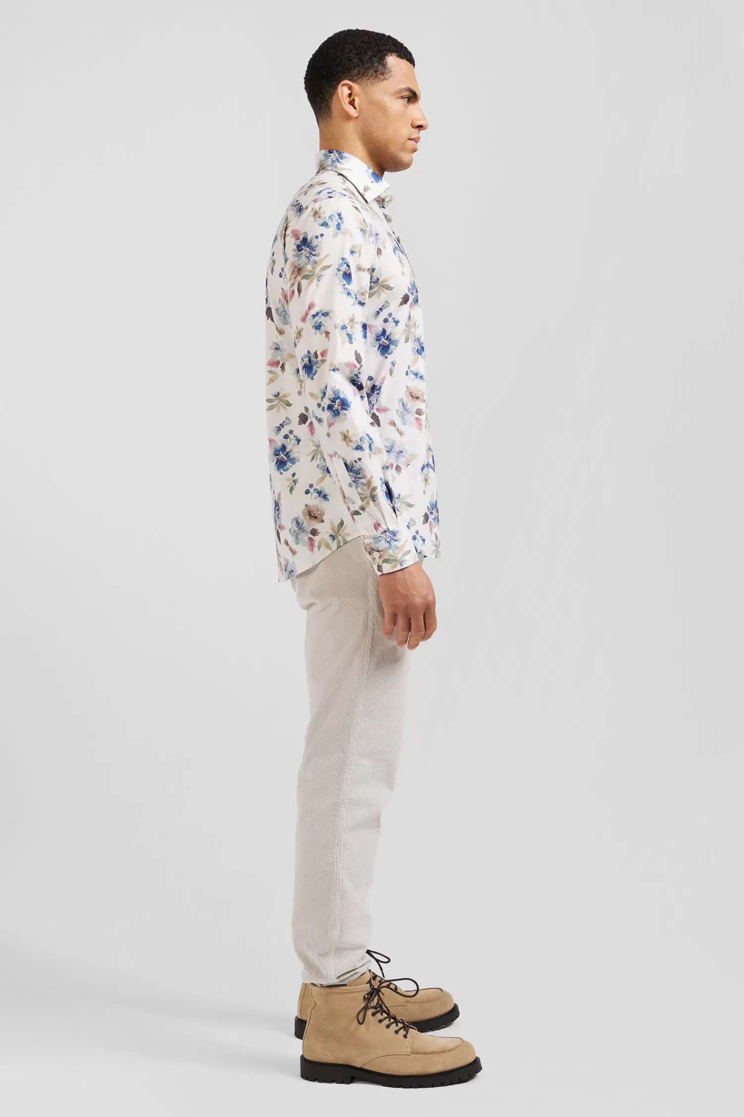 slim_ecru_floral_print_cotton_shirt_4.webp Eden Park Slim ecru floral print cotton shirt< Shirts