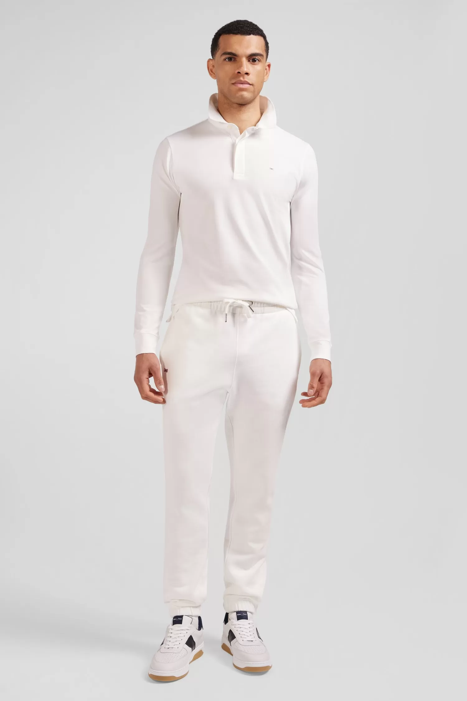 Eden Park Slim ecru long-sleeved cotton piqué polo shirt< Polos