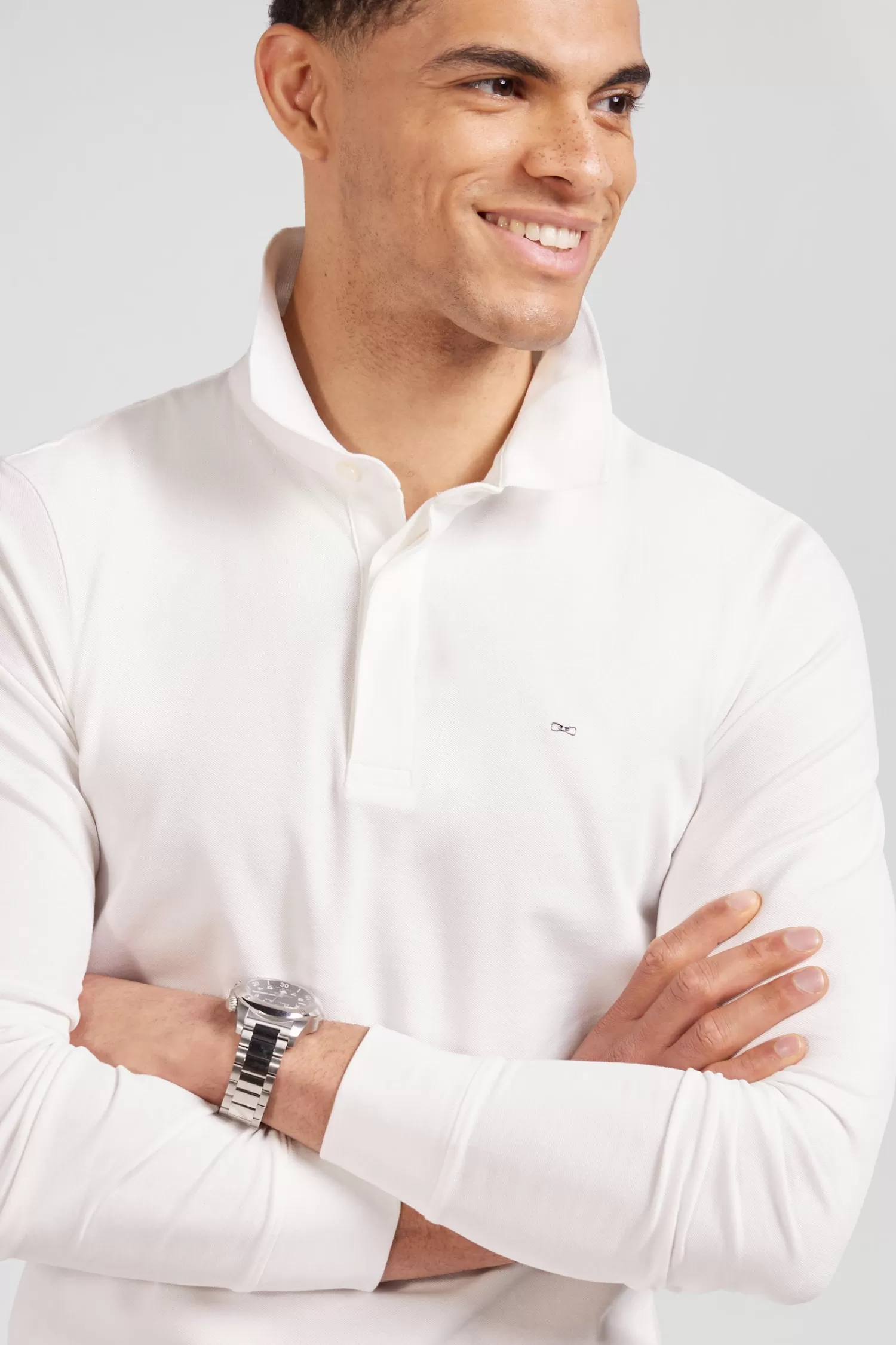 slim_ecru_longsleeved_cotton_piqu_polo_shirt_2.webp Eden Park Slim ecru long-sleeved cotton piqué polo shirt< Polos