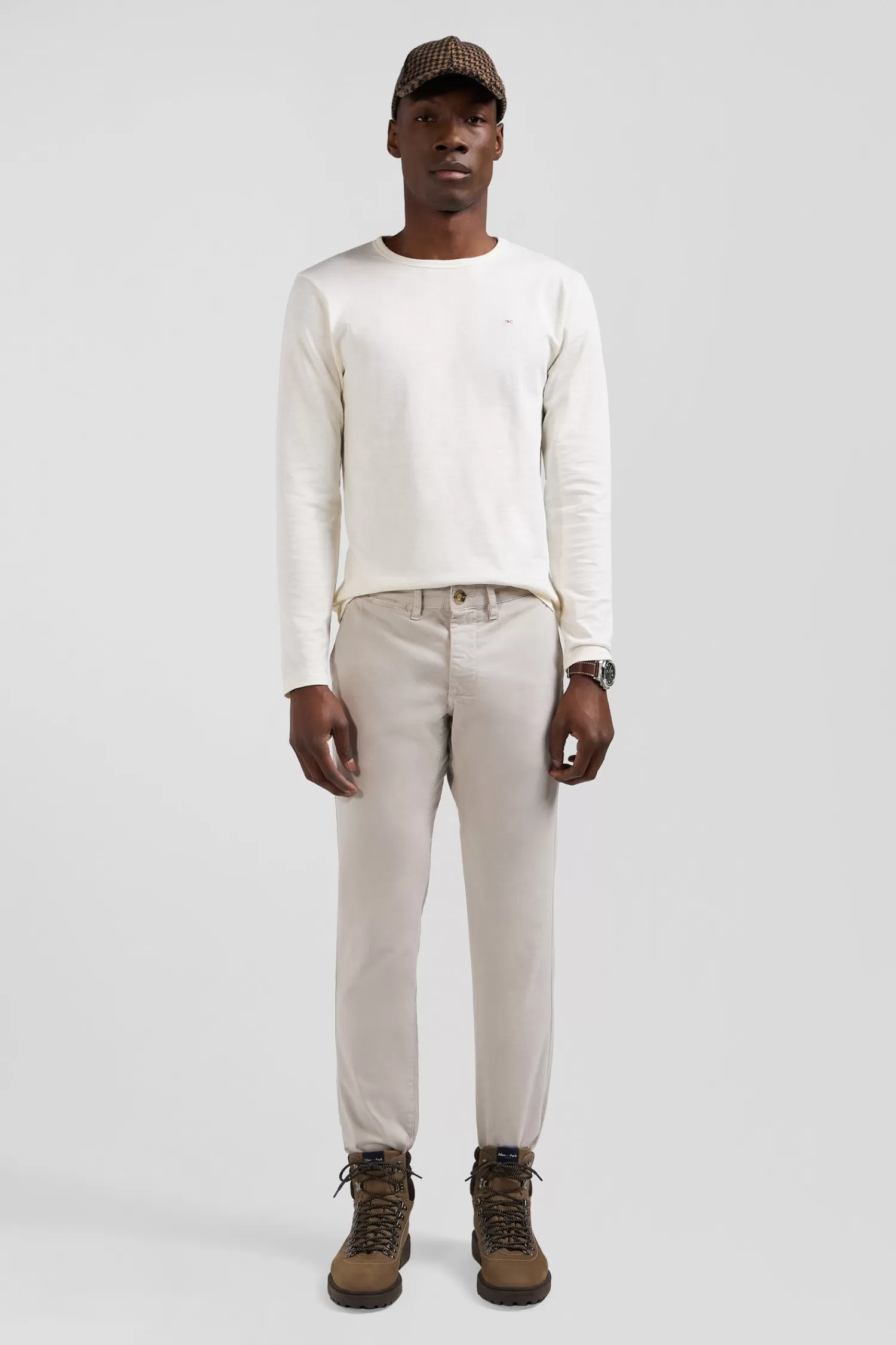 Eden Park Slim ecru long-sleeved cotton T-shirt< T-shirts