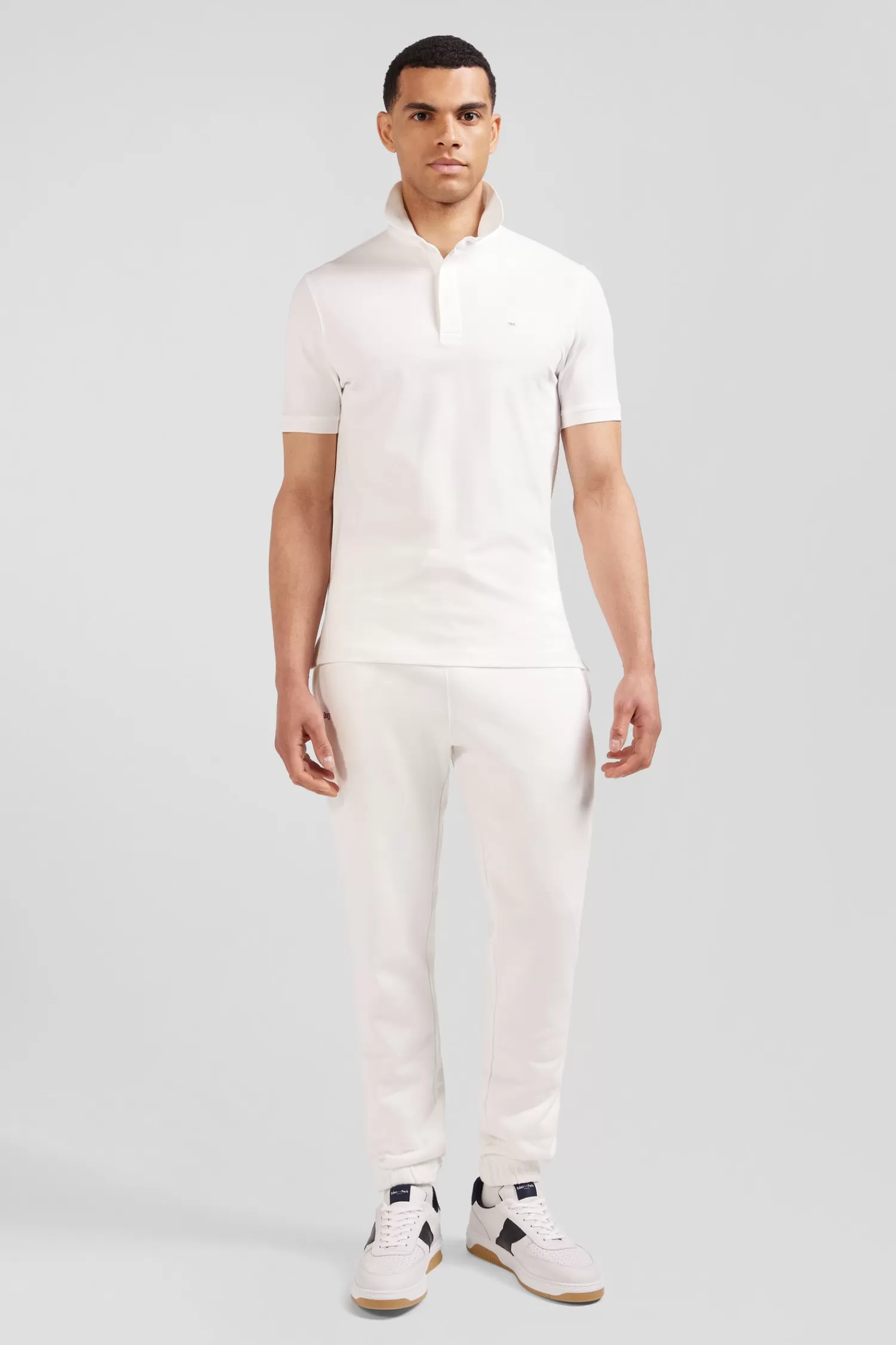 Eden Park Slim ecru short-sleeved stretch cotton polo shirt< Polos