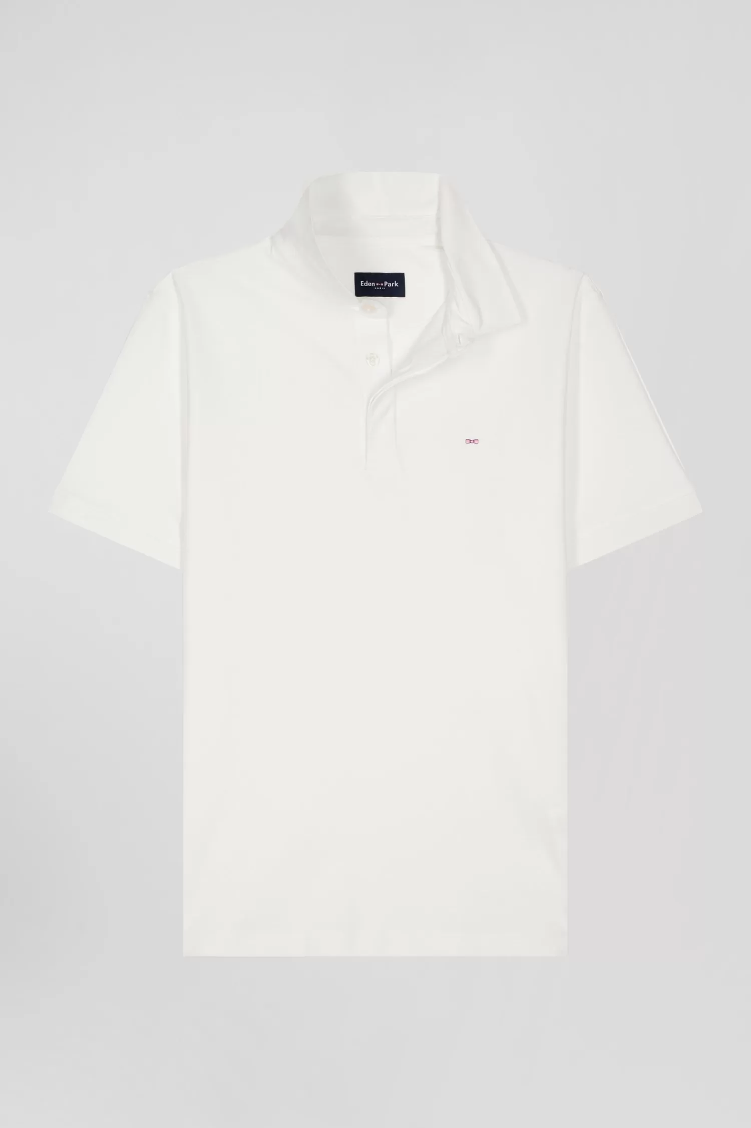 Eden Park Slim ecru short-sleeved stretch cotton polo shirt< Polos