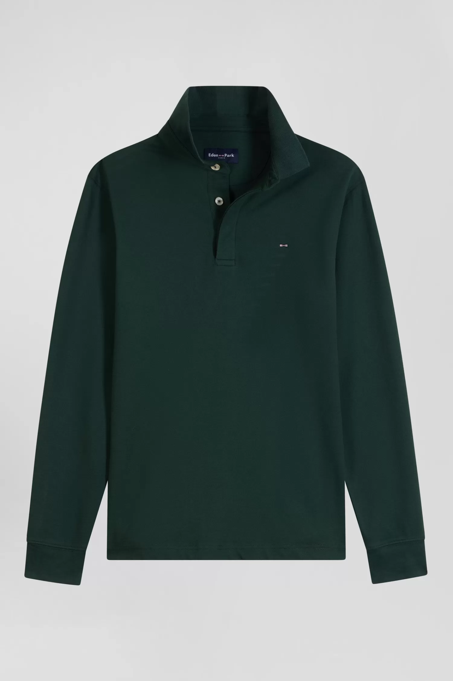 Eden Park Slim green long-sleeved cotton piqué polo shirt< Polos