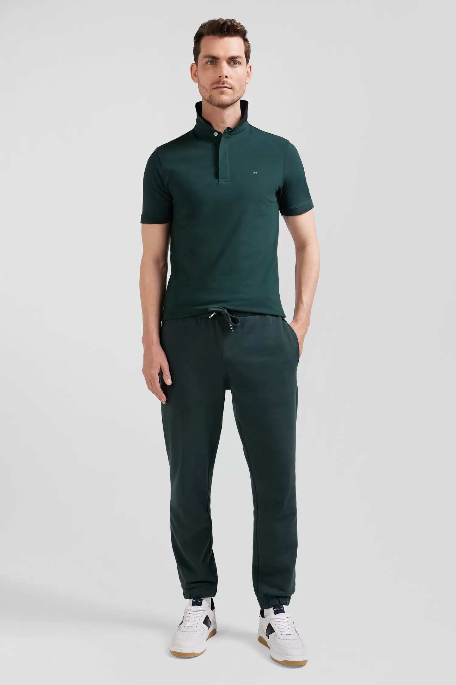 Eden Park Slim green short-sleeved cotton piqué polo shirt< Polos