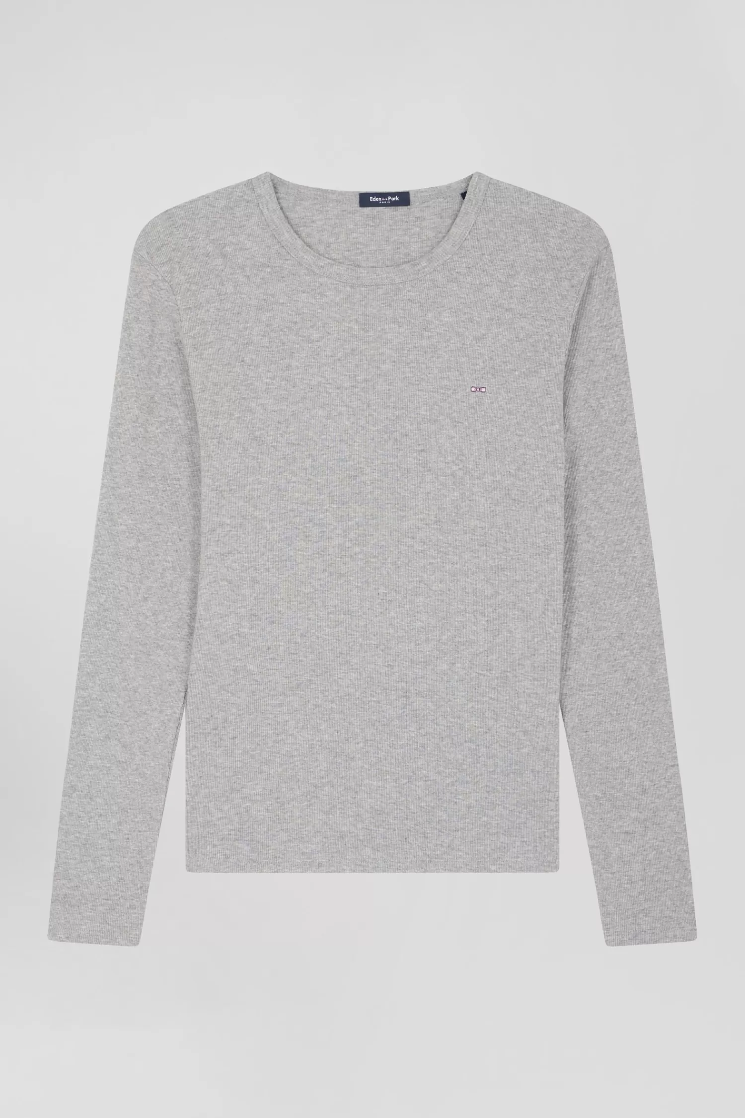 Eden Park Slim grey long-sleeved round neck cotton T-shirt<Women T-shirts