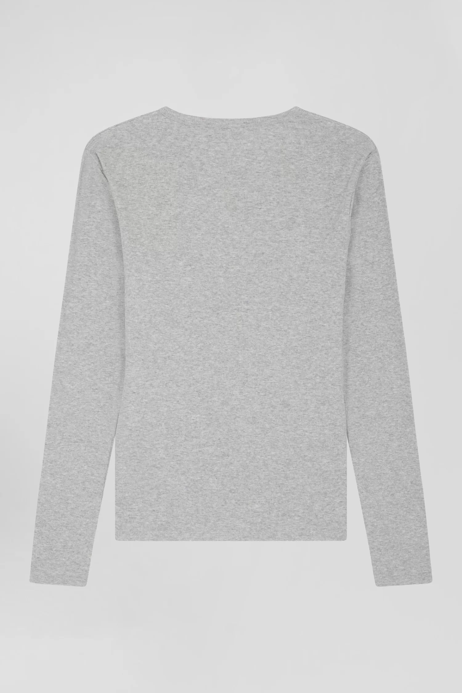 slim_grey_longsleeved_round_neck_cotton_tshirt_3.webp Eden Park Slim grey long-sleeved round neck cotton T-shirt<Women T-shirts