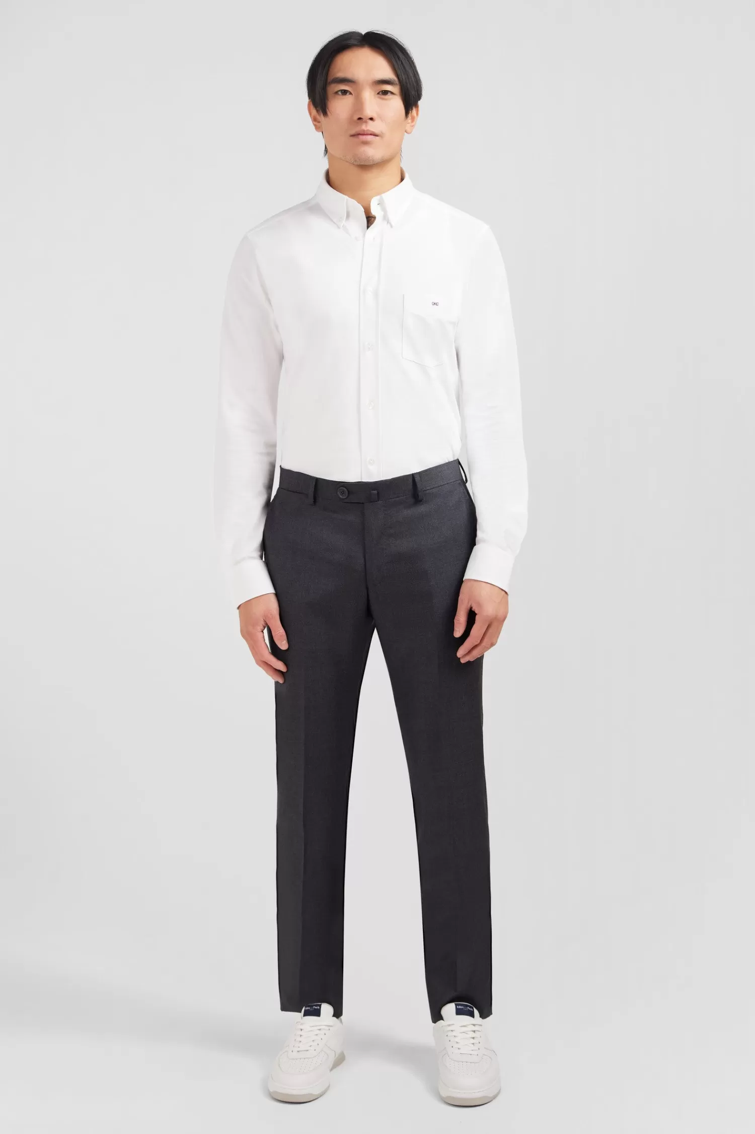 Eden Park Slim grey wool trousers with broken fold< Pants
