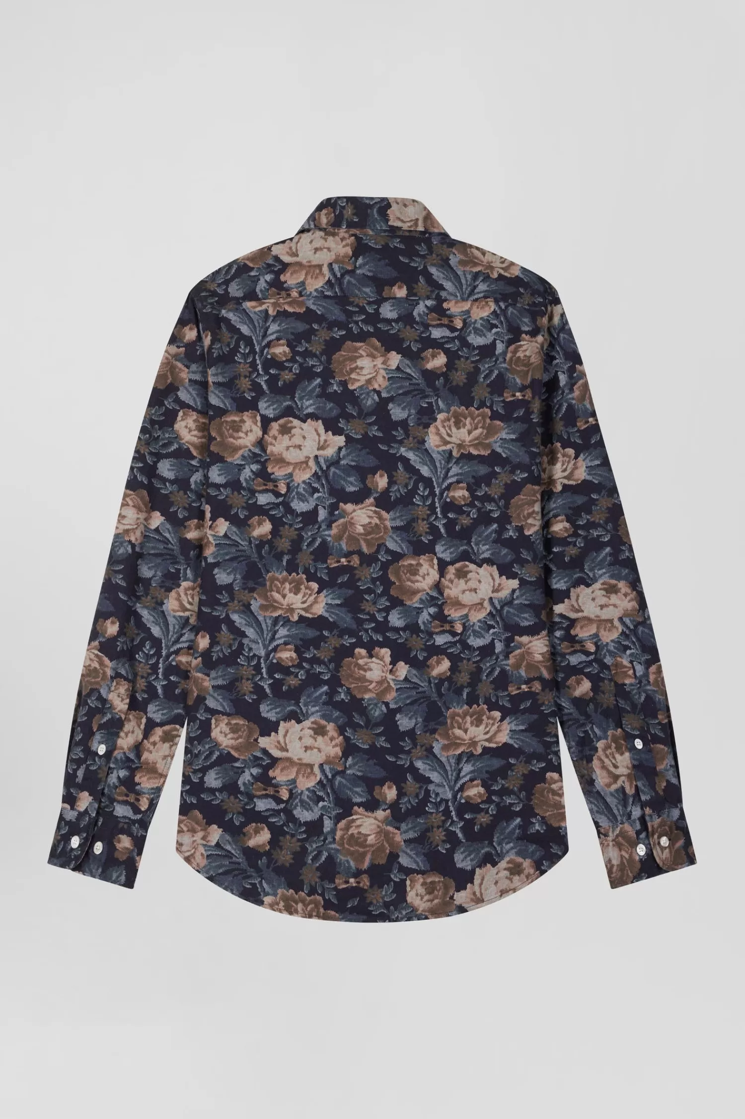 slim_navy_blue_floral_print_cotton_flannel_shirt_3.webp Eden Park Slim navy blue floral print cotton flannel shirt< Shirts