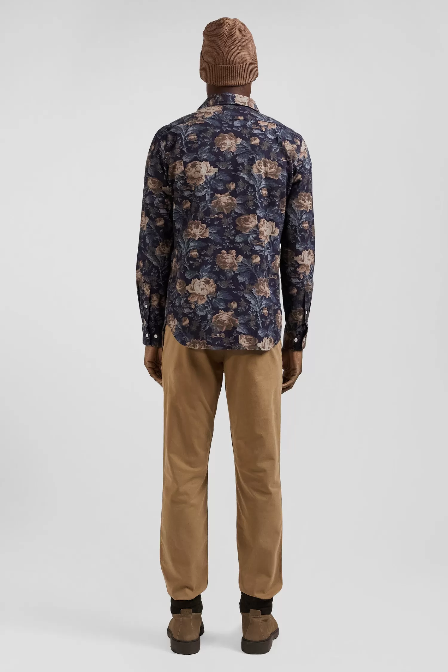 slim_navy_blue_floral_print_cotton_flannel_shirt_5.webp Eden Park Slim navy blue floral print cotton flannel shirt< Shirts