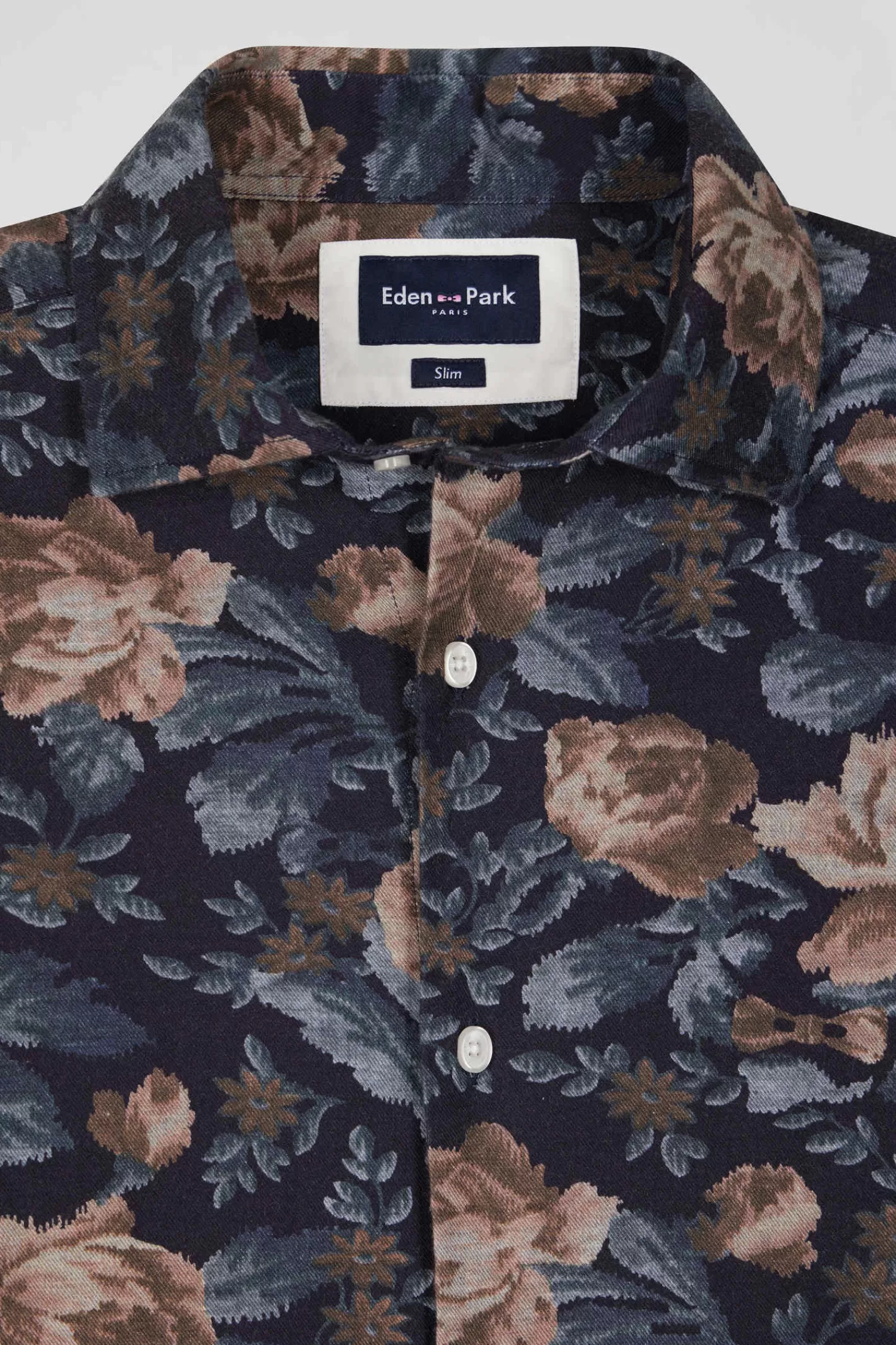 slim_navy_blue_floral_print_cotton_flannel_shirt_6.webp Eden Park Slim navy blue floral print cotton flannel shirt< Shirts