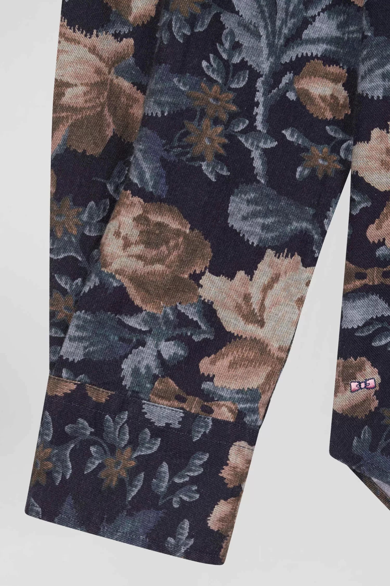 slim_navy_blue_floral_print_cotton_flannel_shirt_7.webp Eden Park Slim navy blue floral print cotton flannel shirt< Shirts