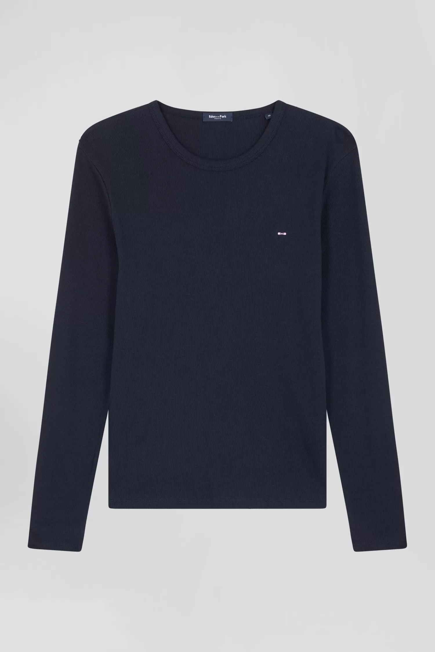 Eden Park Slim navy blue long-sleeved round neck cotton T-shirt<Women T-shirts