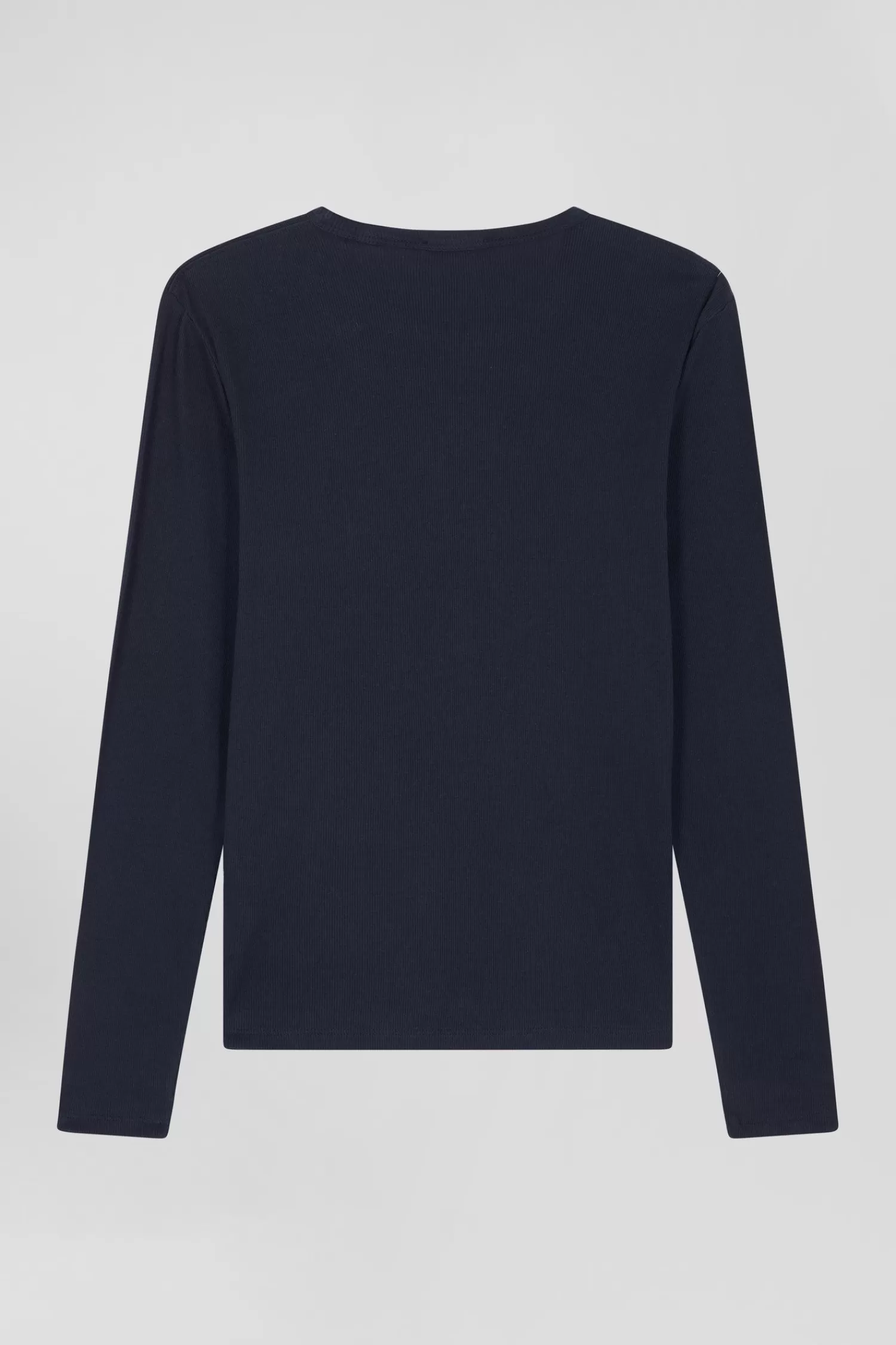 Eden Park Slim navy blue long-sleeved round neck cotton T-shirt<Women T-shirts