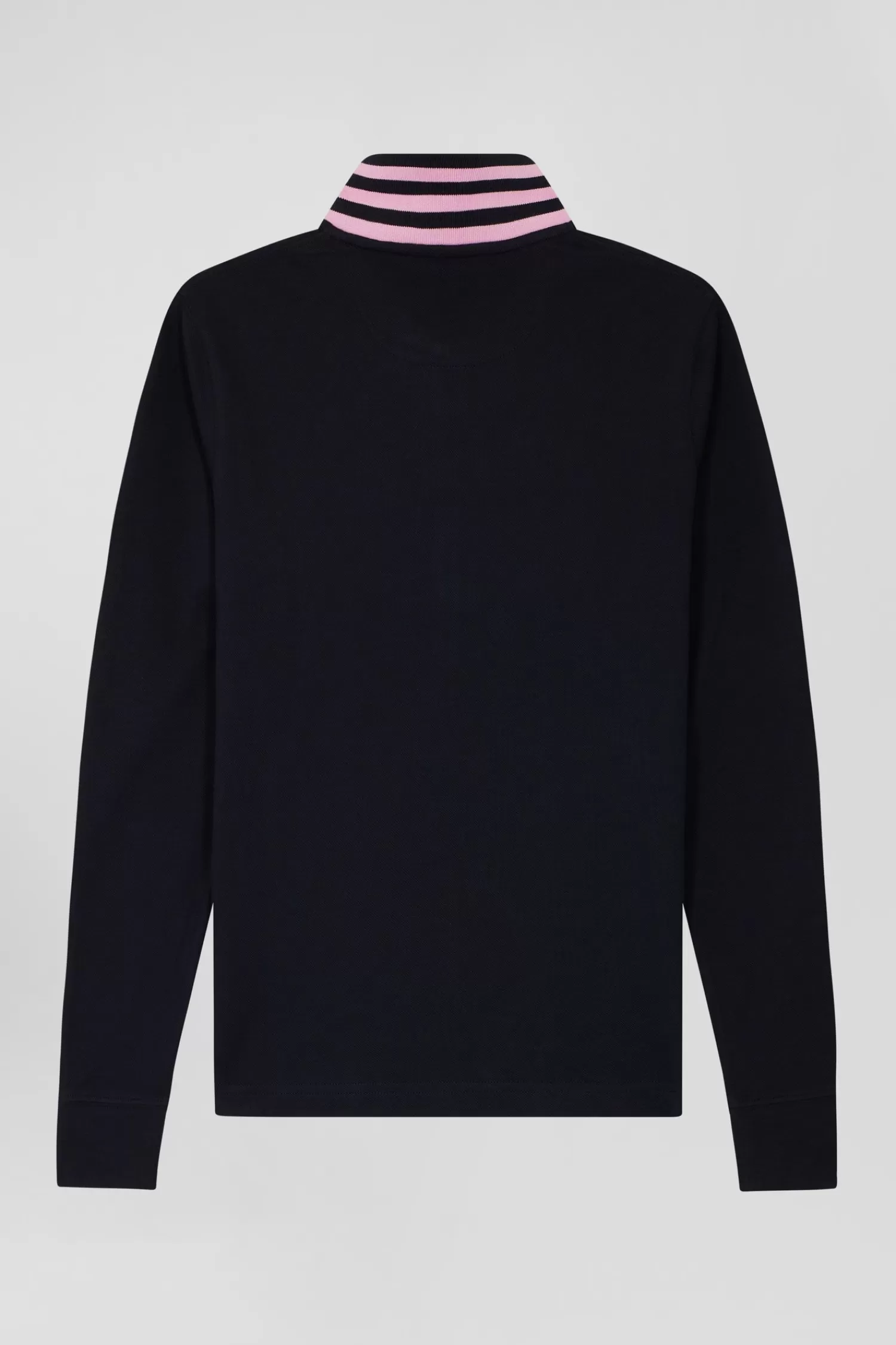 Eden Park Slim navy blue long-sleeved stretch cotton polo shirt with striped collar<Women Polos | Polos