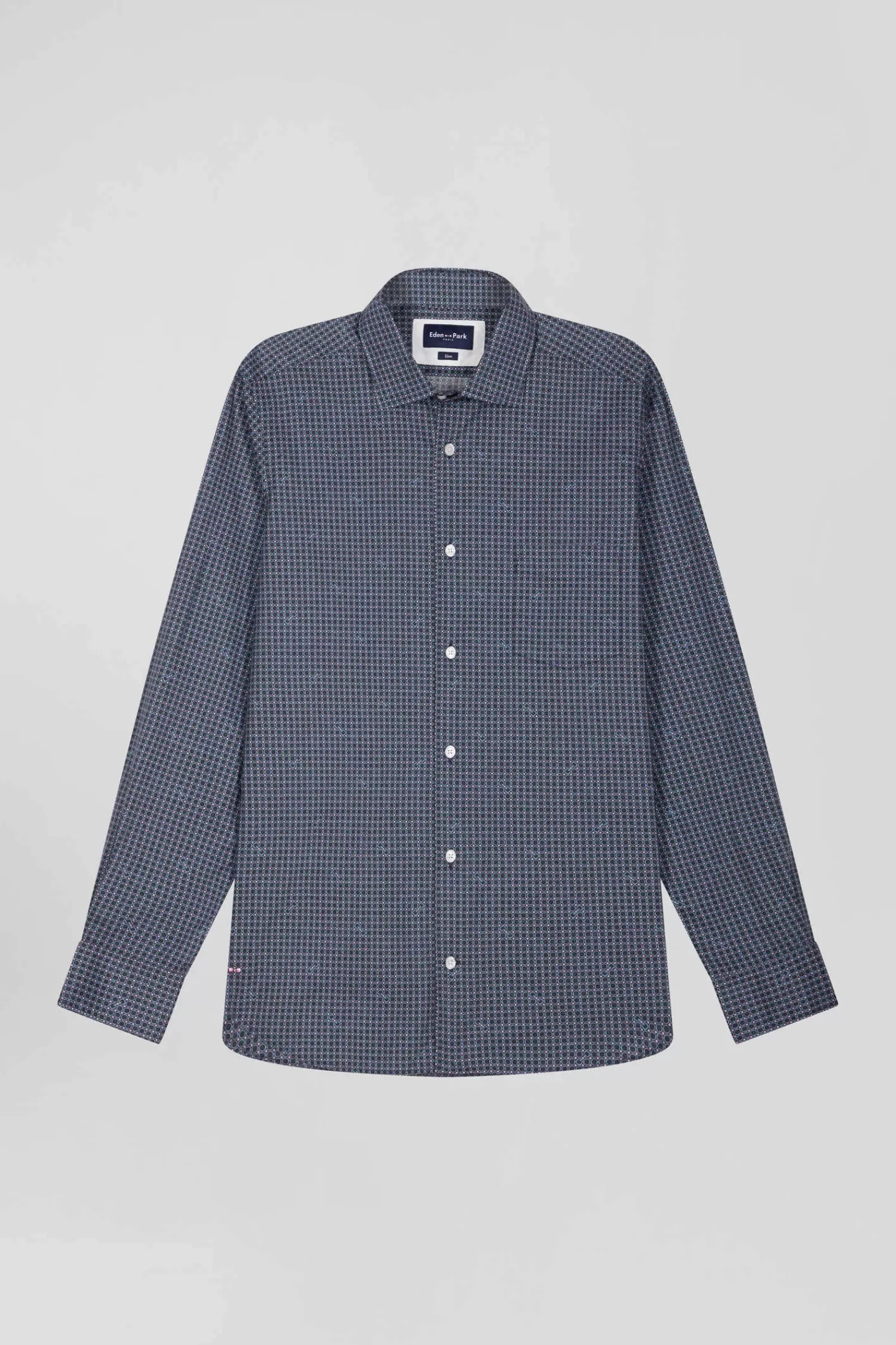 Eden Park Slim navy blue micro checked cotton shirt< Shirts