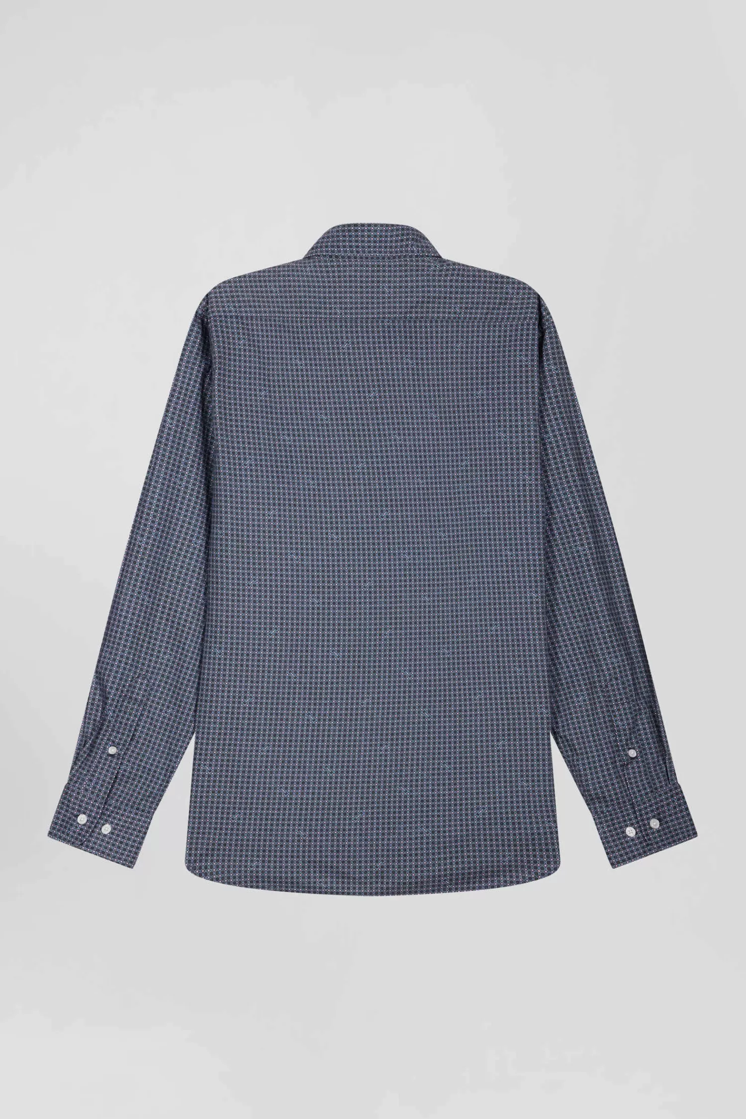 slim_navy_blue_micro_checked_cotton_shirt_3.webp Eden Park Slim navy blue micro checked cotton shirt< Shirts