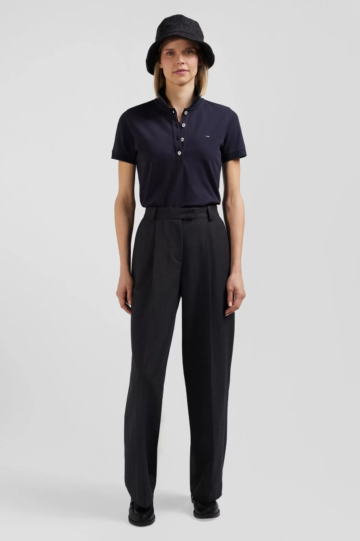 Eden Park Slim navy blue plain stretch cotton short-sleeved polo shirt<Women Polos | Polos