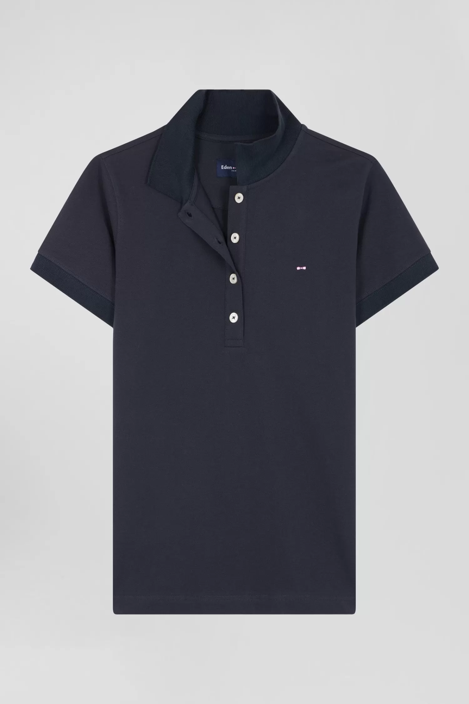 Eden Park Slim navy blue plain stretch cotton short-sleeved polo shirt<Women Polos | Polos