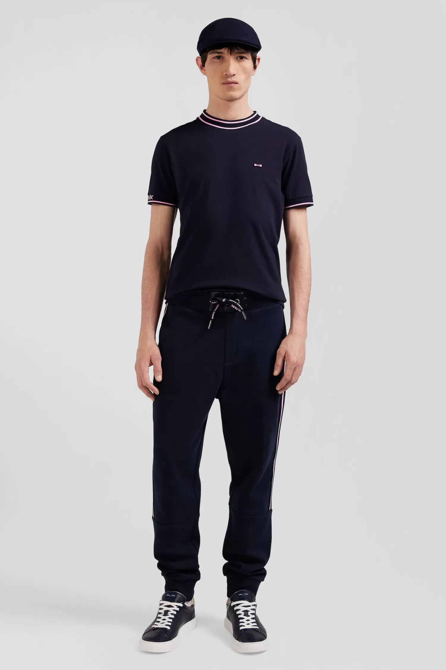 Eden Park Slim navy blue short-sleeved cotton T-shirt with ribs< T-shirts