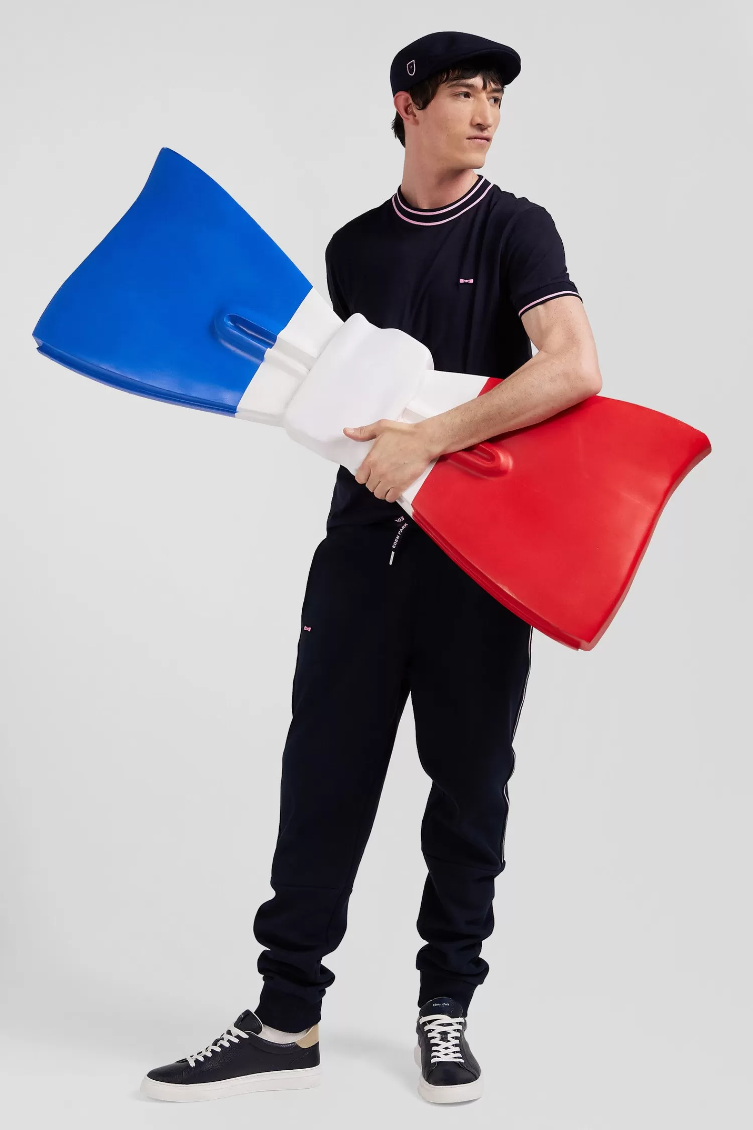 Eden Park Slim navy blue short-sleeved cotton T-shirt with ribs< T-shirts