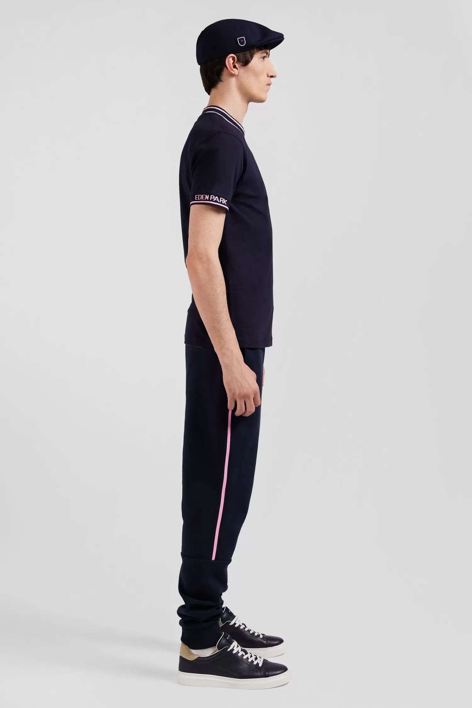 Eden Park Slim navy blue short-sleeved cotton T-shirt with ribs< T-shirts