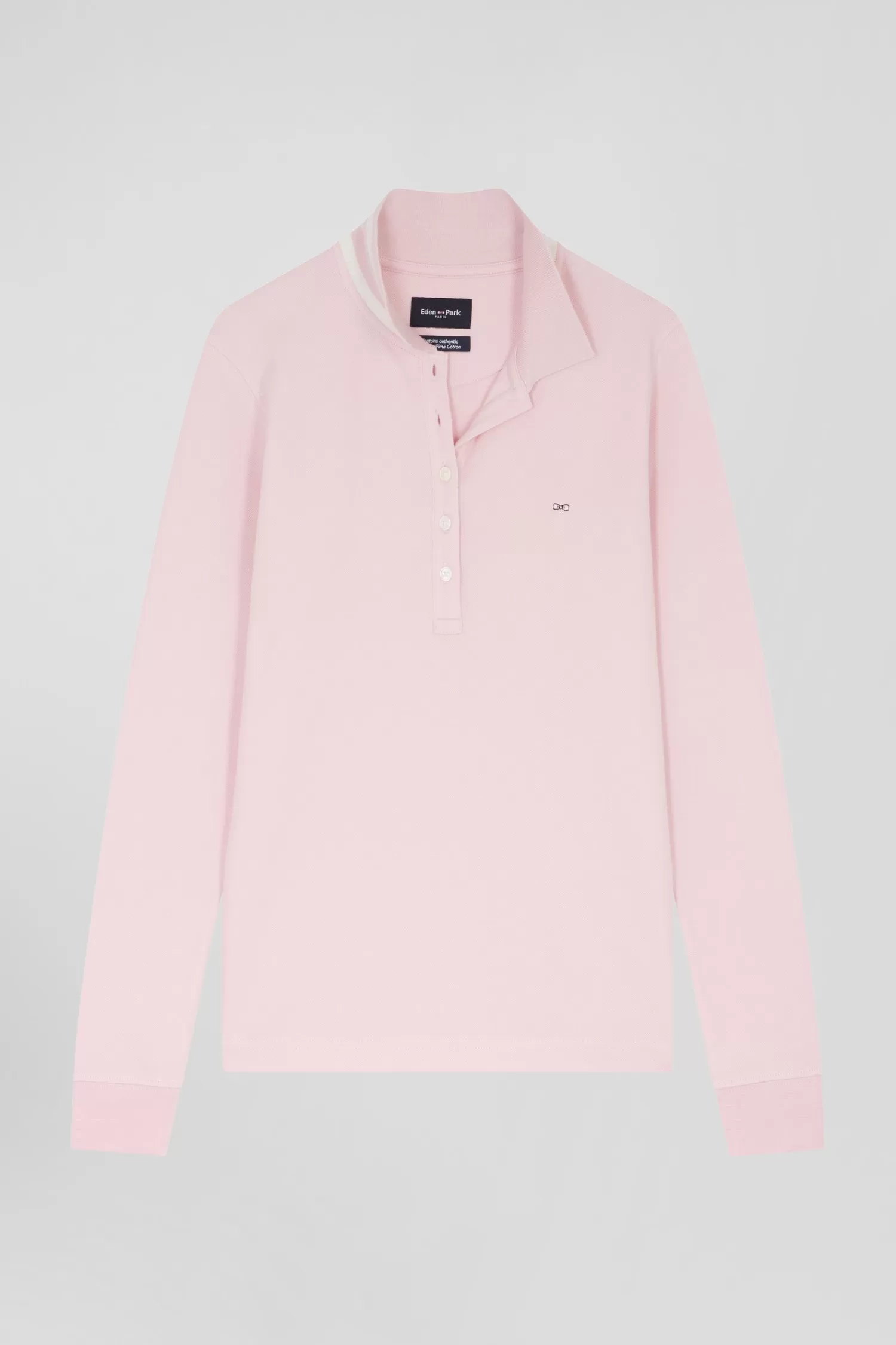 Eden Park Slim pink long-sleeved stretch cotton polo shirt<Women Polos | Polos