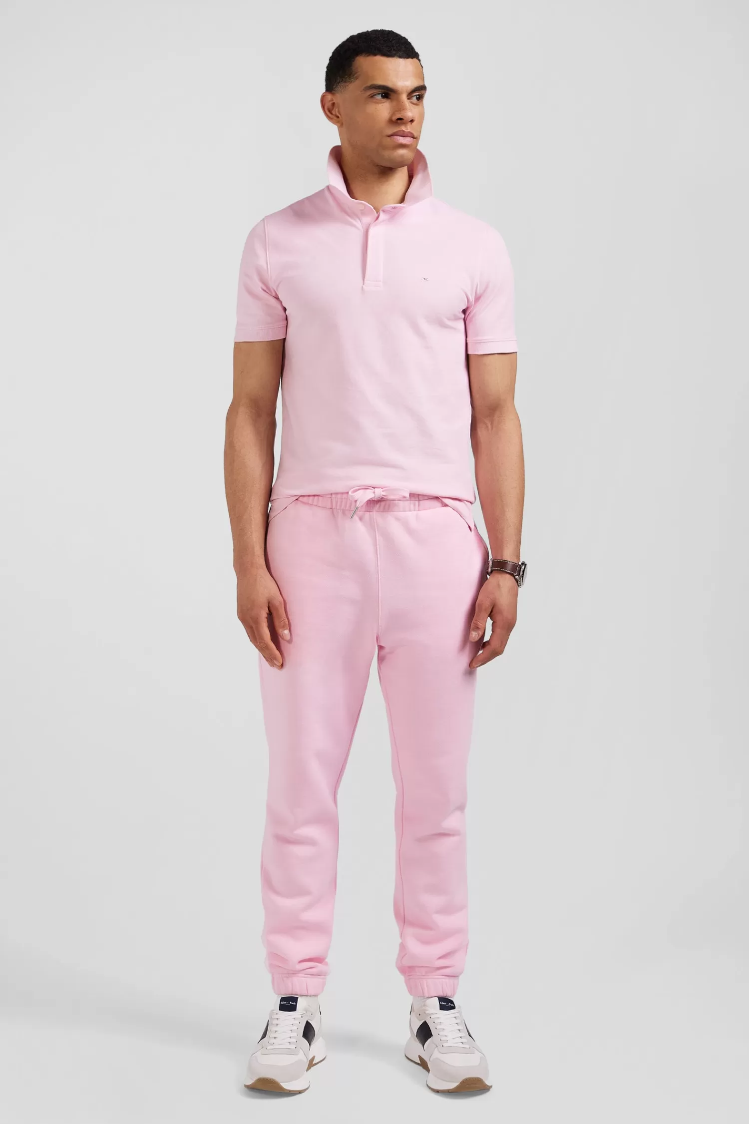 Eden Park Slim pink short-sleeved stretch cotton polo shirt< Polos