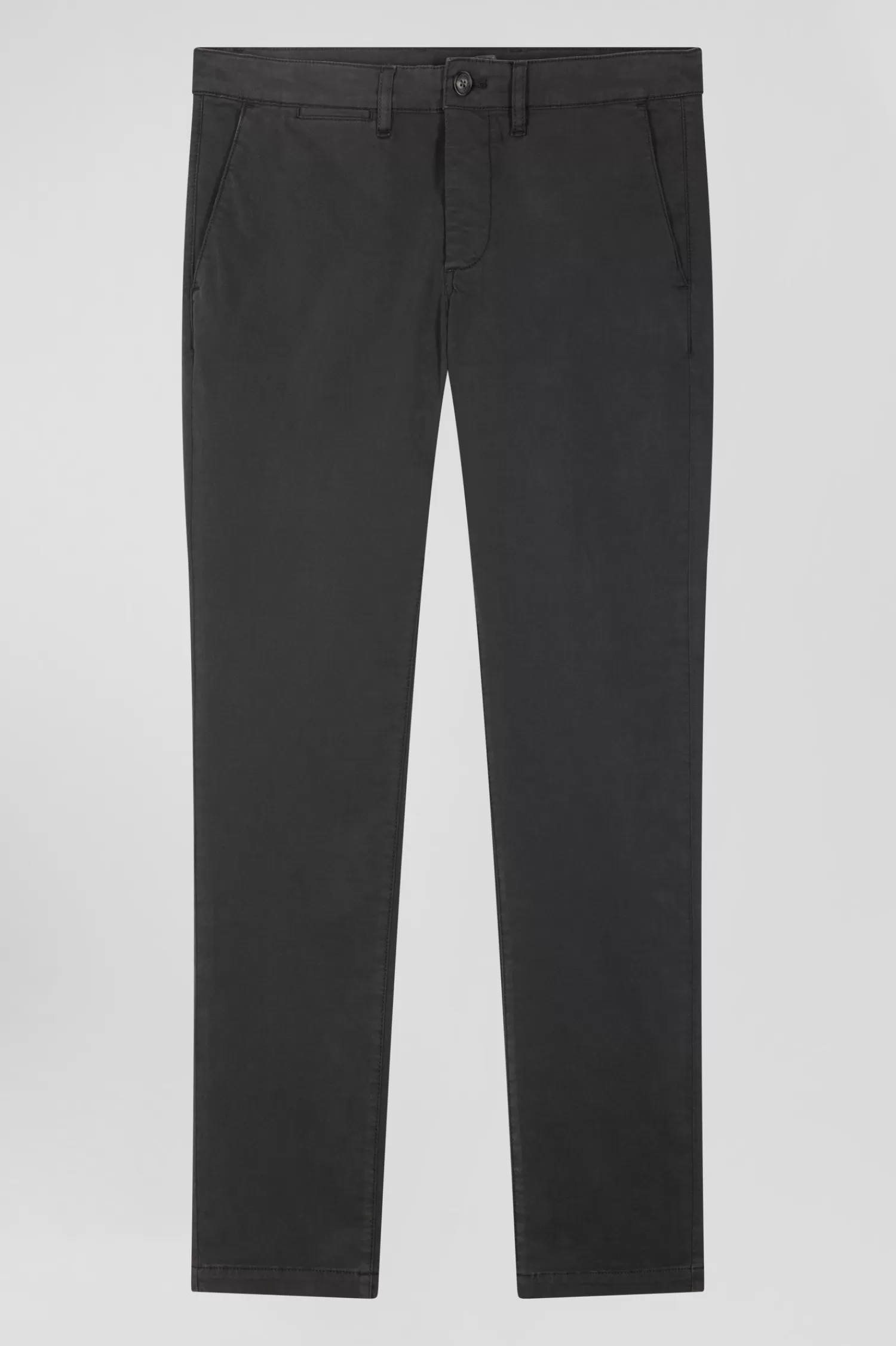 Eden Park Slim plain anthracite grey chino trousers in stretch cotton< Pants
