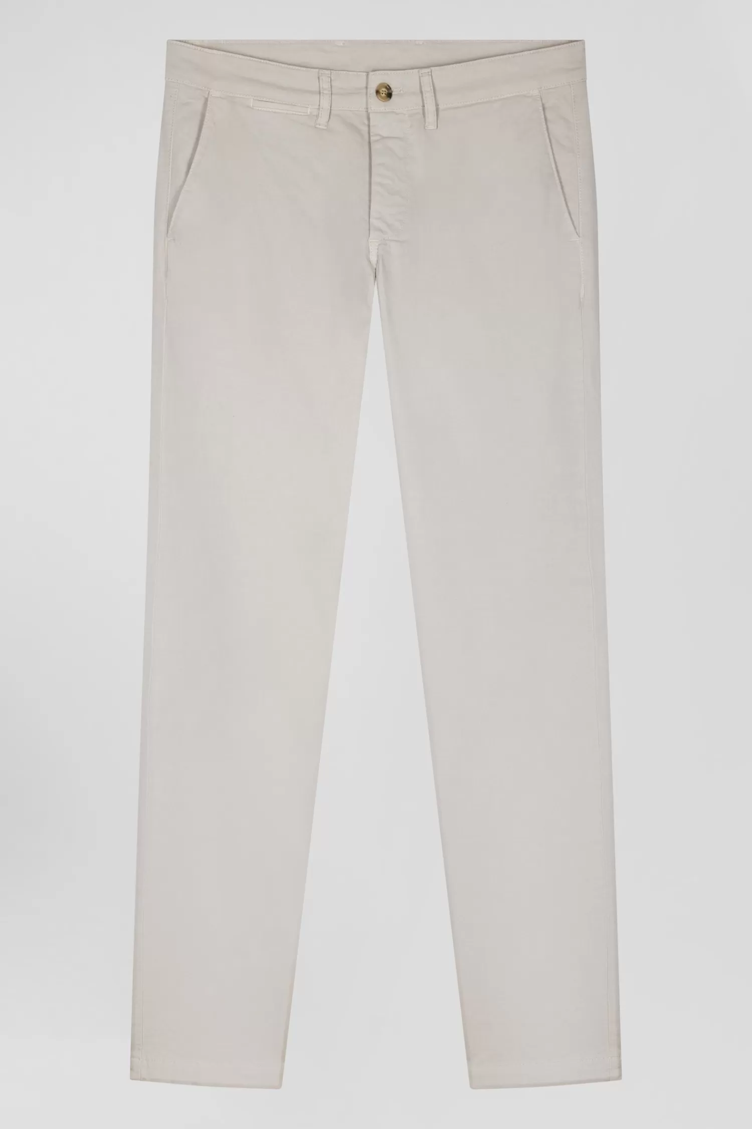 Eden Park Slim plain beige chino trousers in stretch cotton< Pants