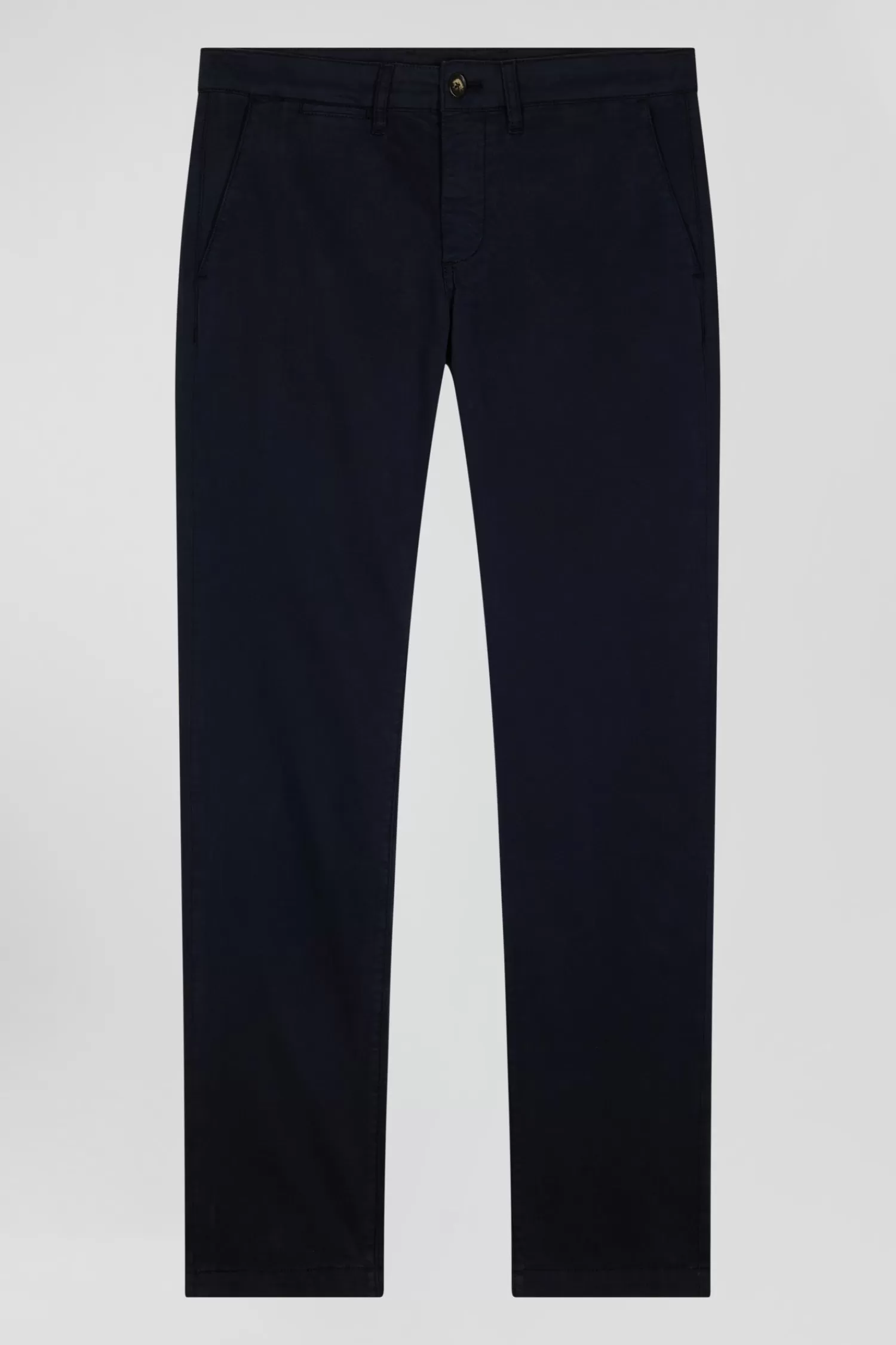 Eden Park Slim plain navy blue chino trousers in stretch cotton< Pants