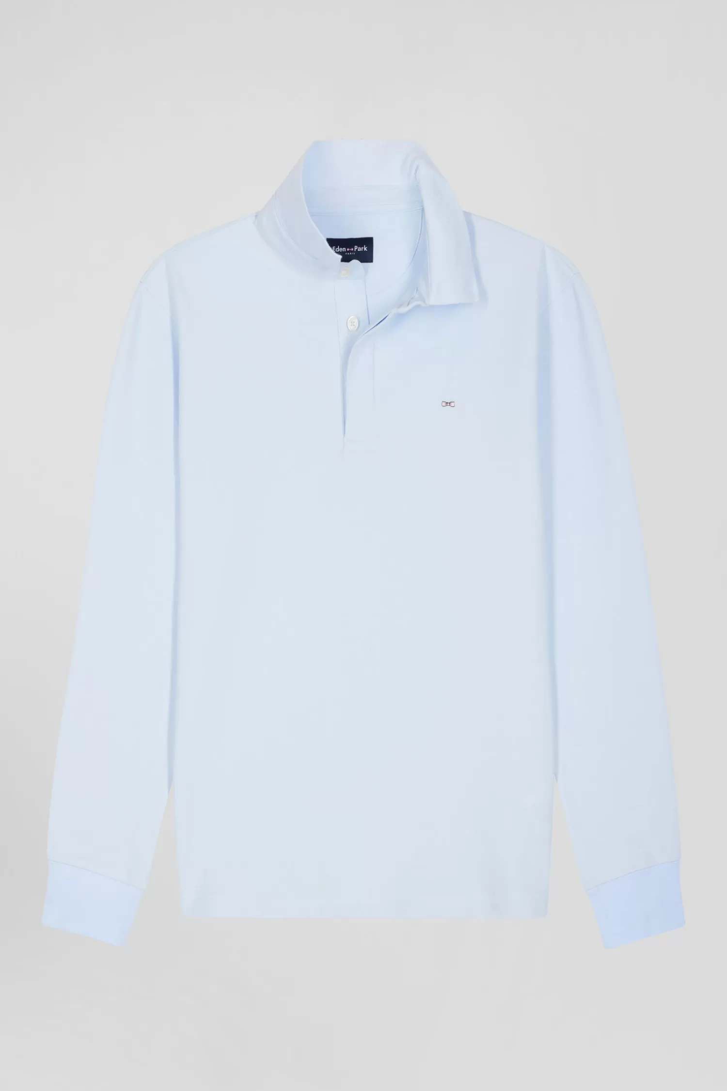Eden Park Slim sky blue long-sleeved cotton piqué polo shirt< Polos