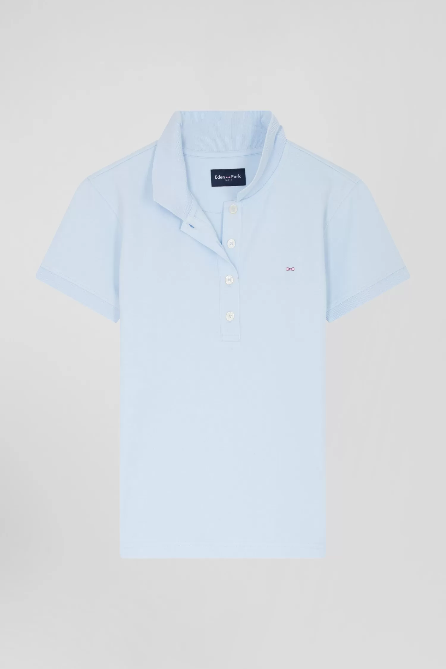Eden Park Slim sky blue plain stretch cotton short-sleeved polo shirt<Women Polos | Polos