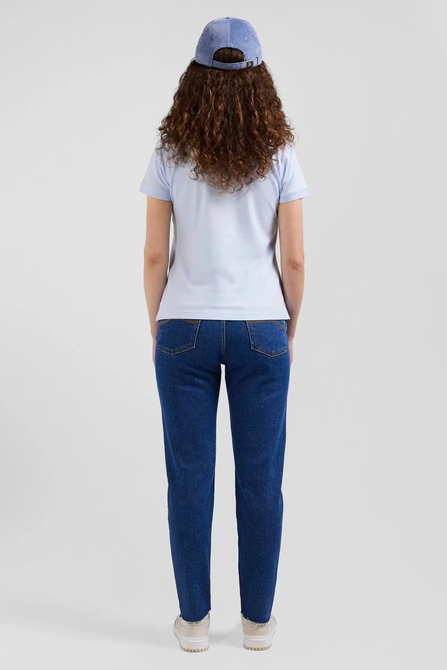 slim_sky_blue_plain_stretch_cotton_shortsleeved_polo_shirt_5.webp Eden Park Slim sky blue plain stretch cotton short-sleeved polo shirt<Women Polos | Polos