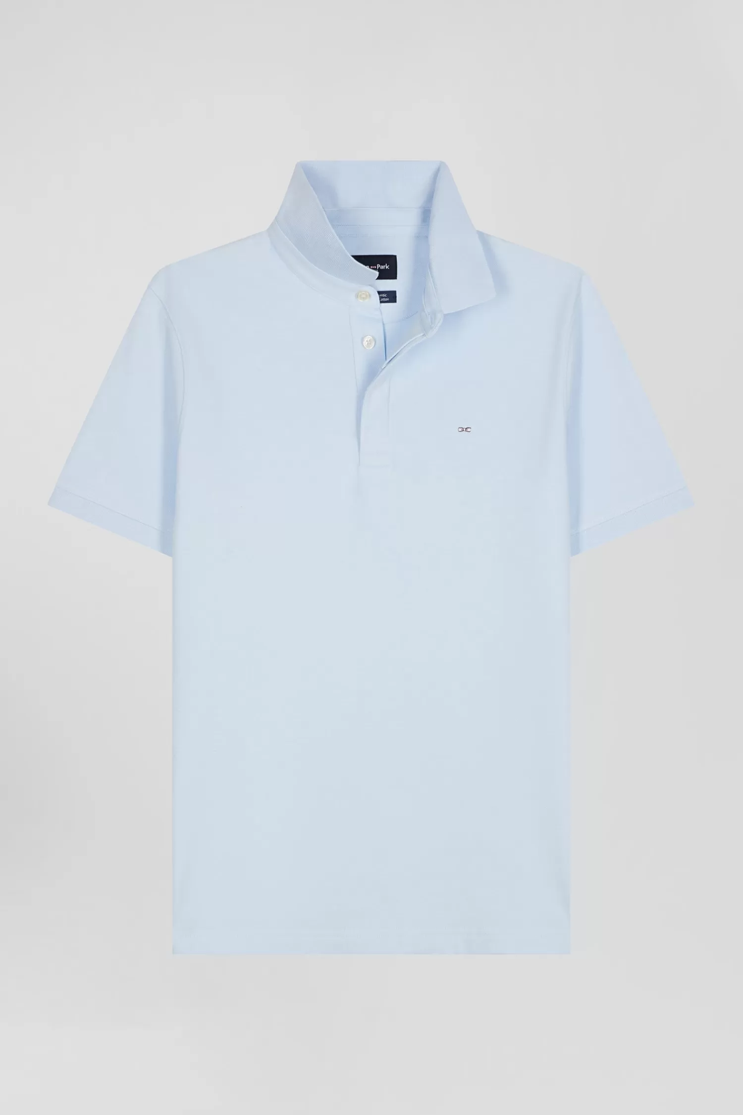Eden Park Slim sky blue short-sleeved stretch cotton polo shirt< Polos
