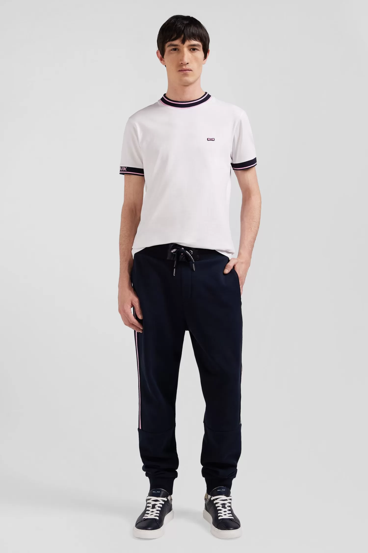 Eden Park Slim white short-sleeved cotton T-shirt with ribs< T-shirts