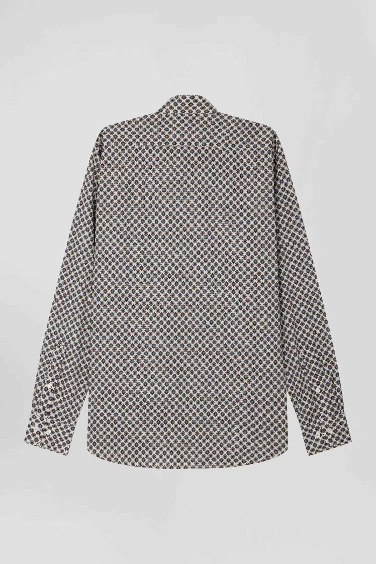 Eden Park Slim-fit cotton shirt with off-white micro patterns< Shirts