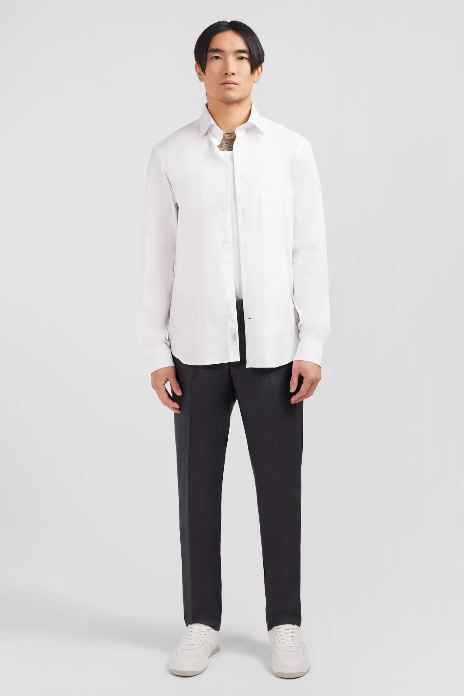 Eden Park Slim-fit white shirt in stretch poplin< Shirts