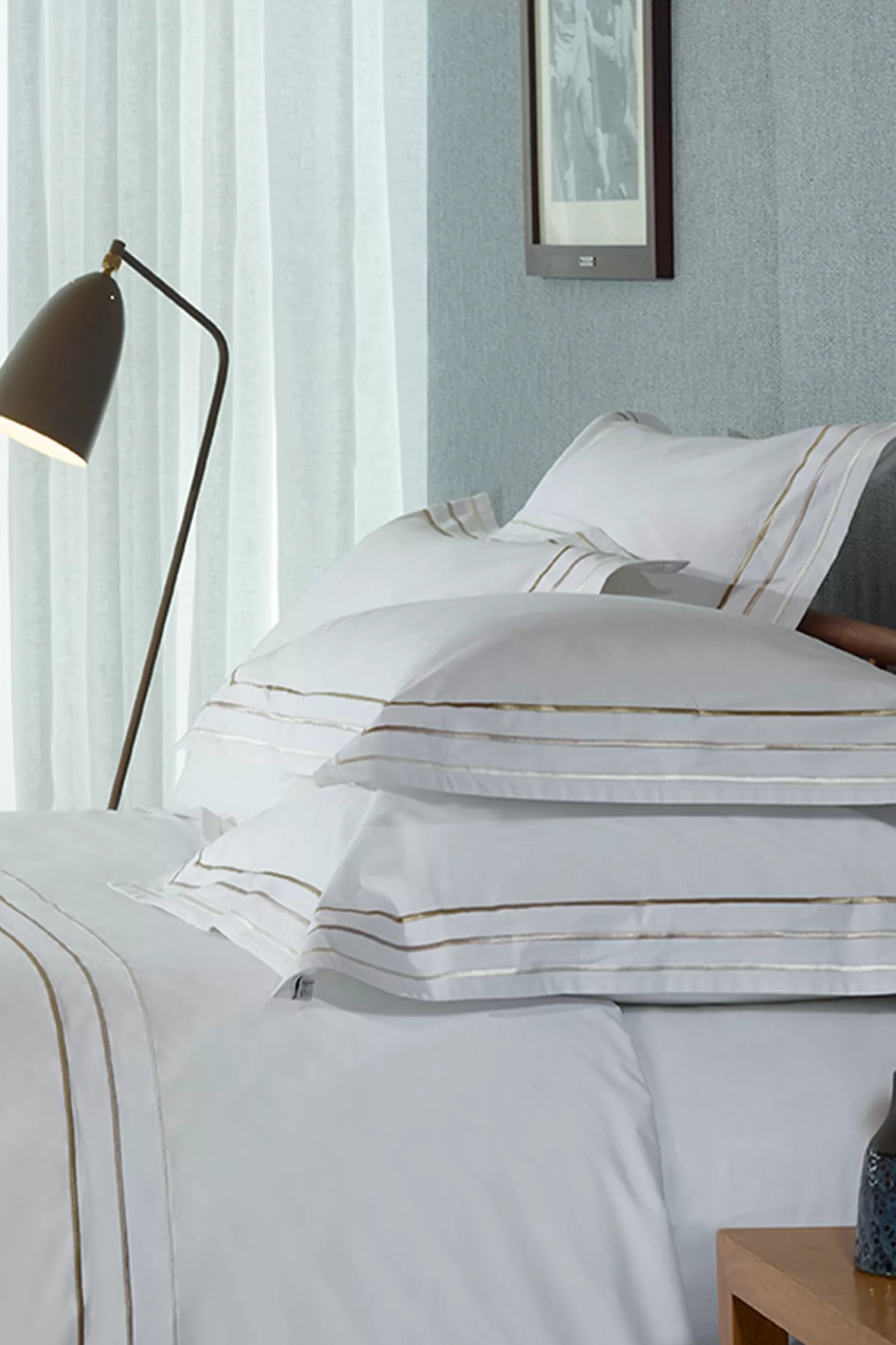 Eden Park 2 taies d'oreiller rectangulaires blanc et doré - Avec toi et les bleus< Pillowcases