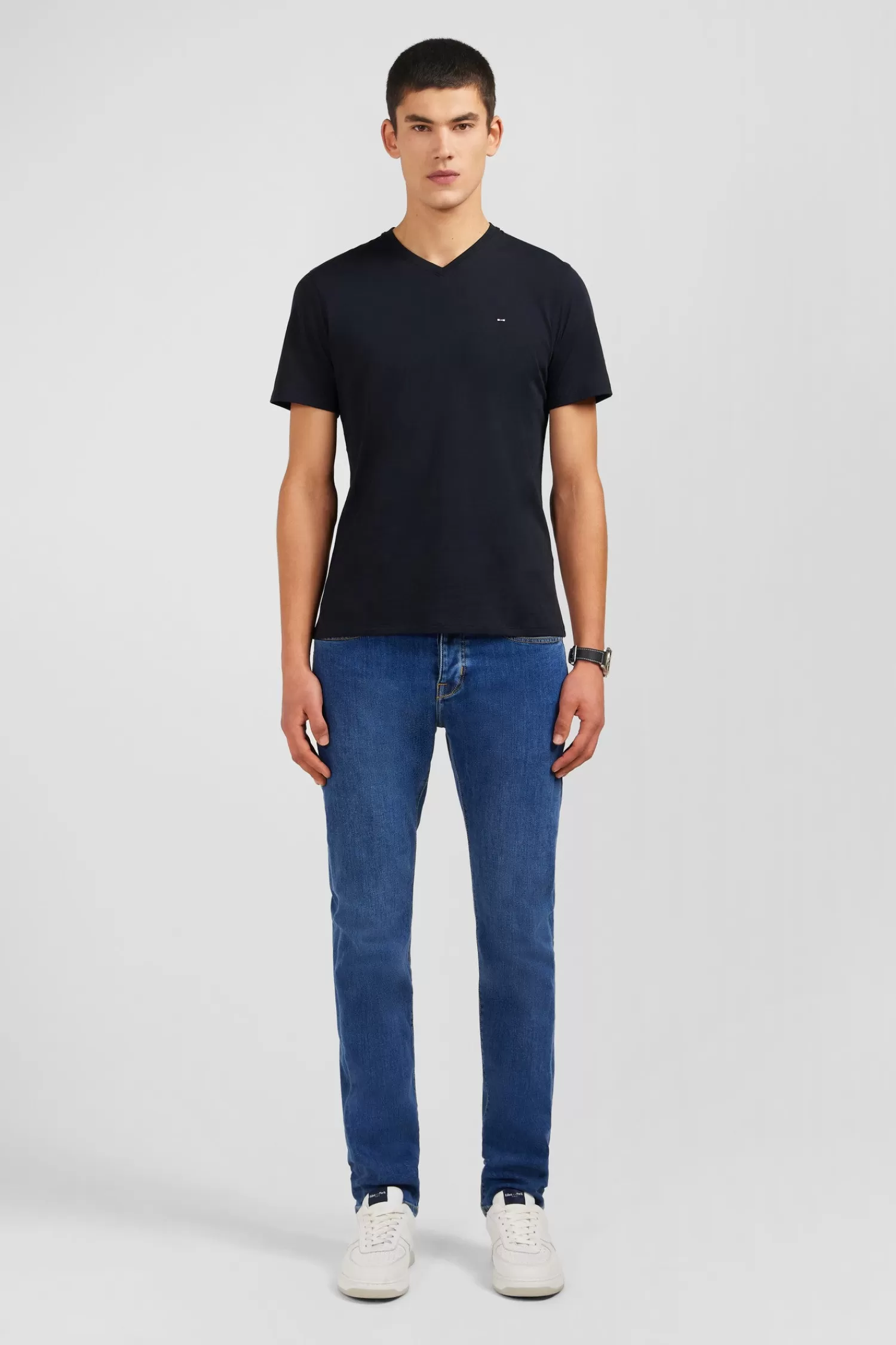 Eden Park V-neck black light pima cotton t-shirt< T-shirts