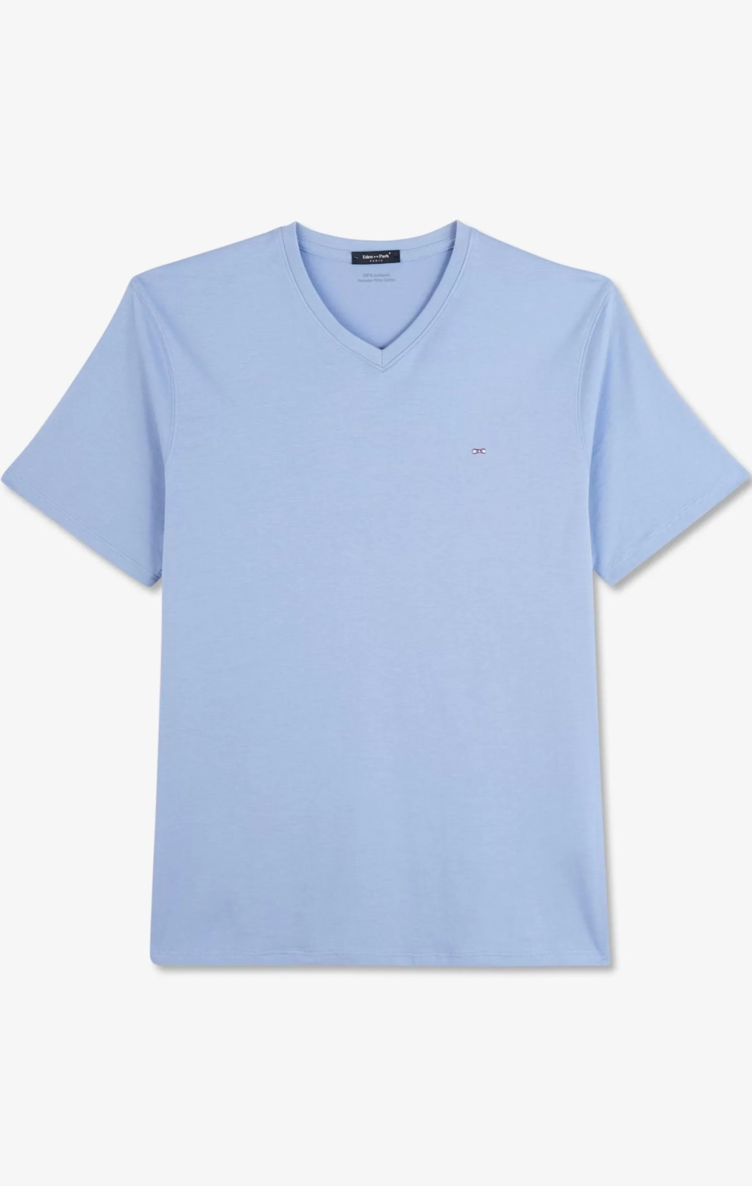 Eden Park V-neck blue light pima cotton t-shirt< T-shirts