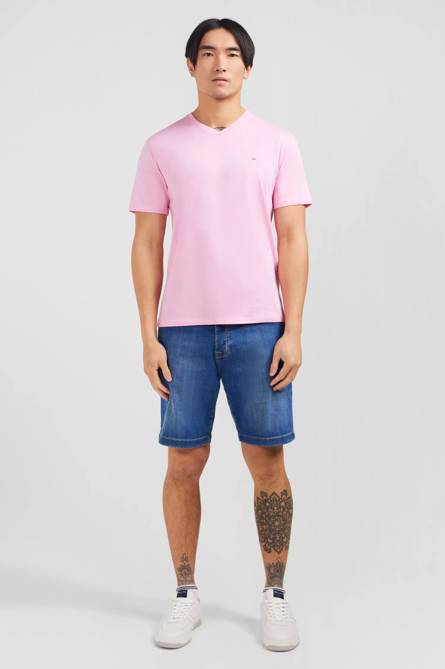 Eden Park V-neck pink light pima cotton t-shirt< T-shirts