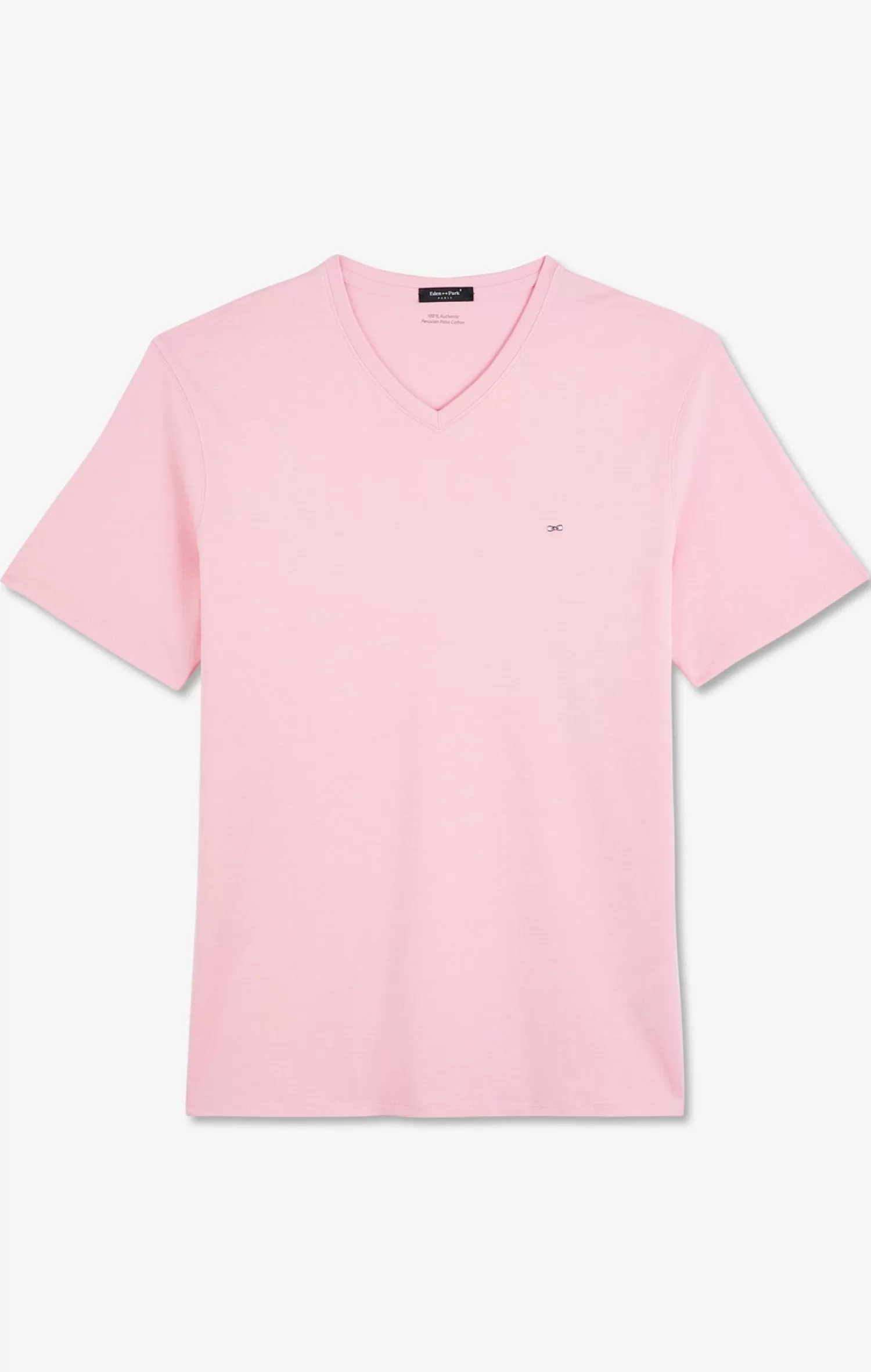 Eden Park V-neck pink light pima cotton t-shirt< T-shirts