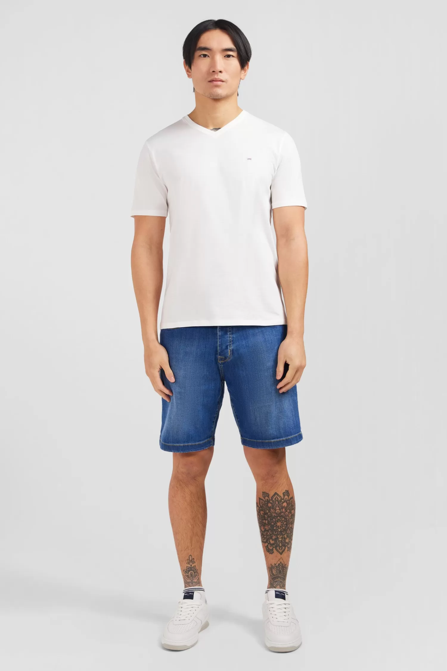 Eden Park V-neck white light pima cotton t-shirt< T-shirts