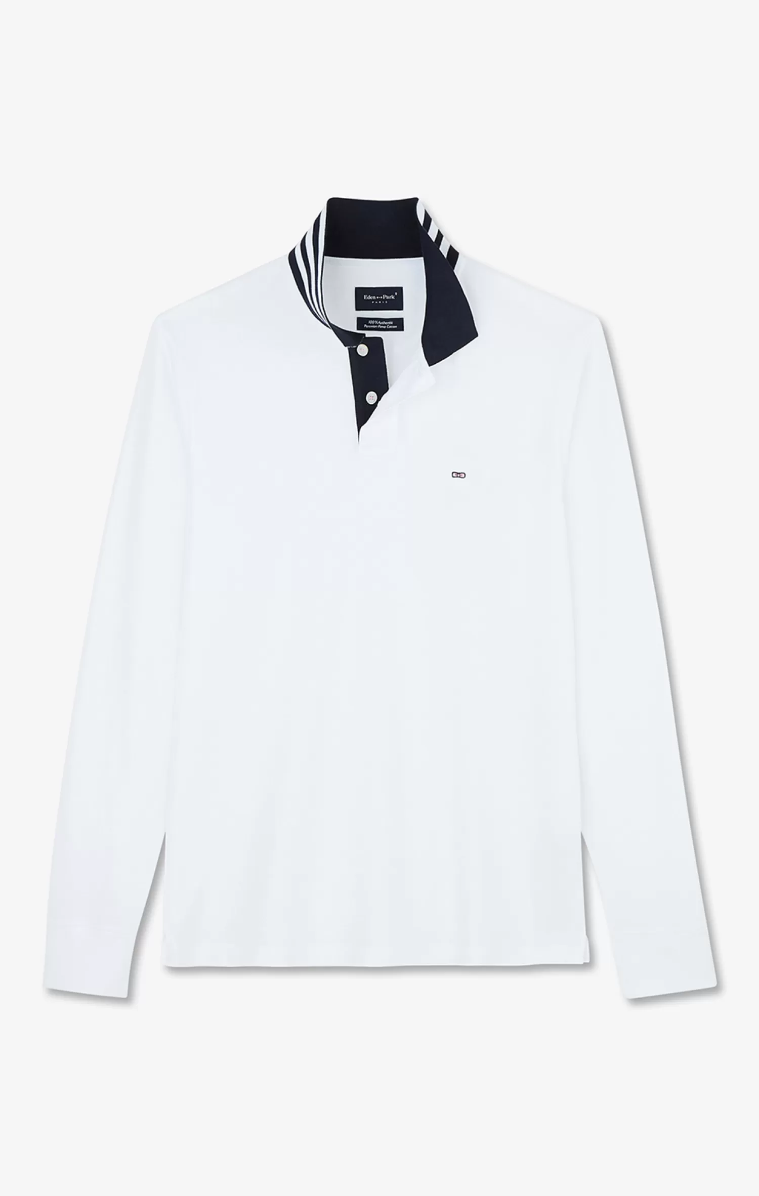 Eden Park White cotton polo with contrasting neck< Polos