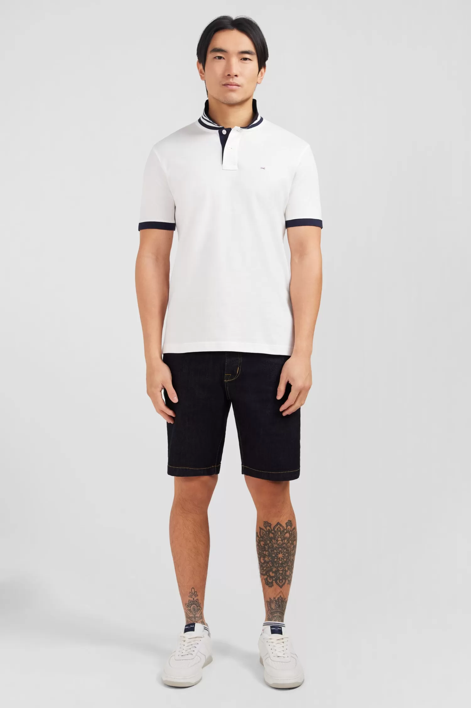 Eden Park White pima cotton polo with contrasting accents< Polos