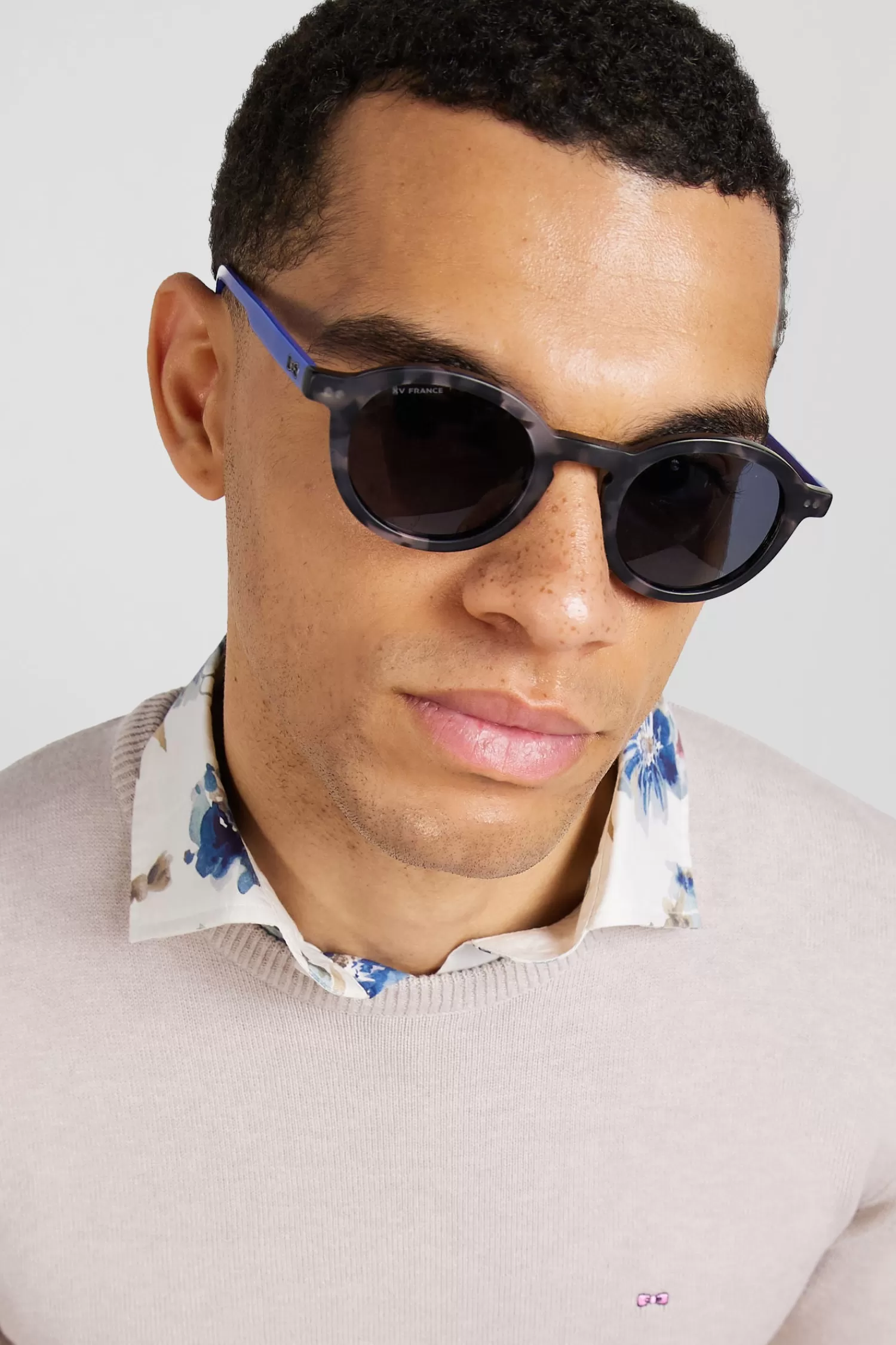 Eden Park XV de France grey round acetate tortoiseshell sunglasses< Sunglasses